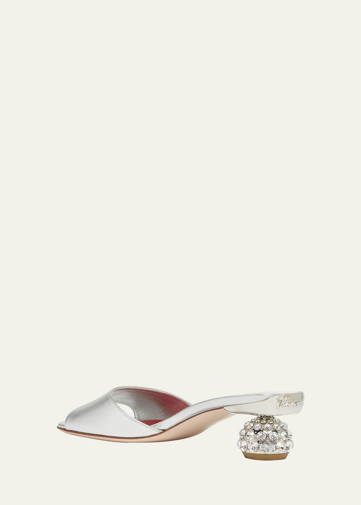 Roger Vivier Metallic Crystal-Dome Heel Slide Sandals Image 4 of 6