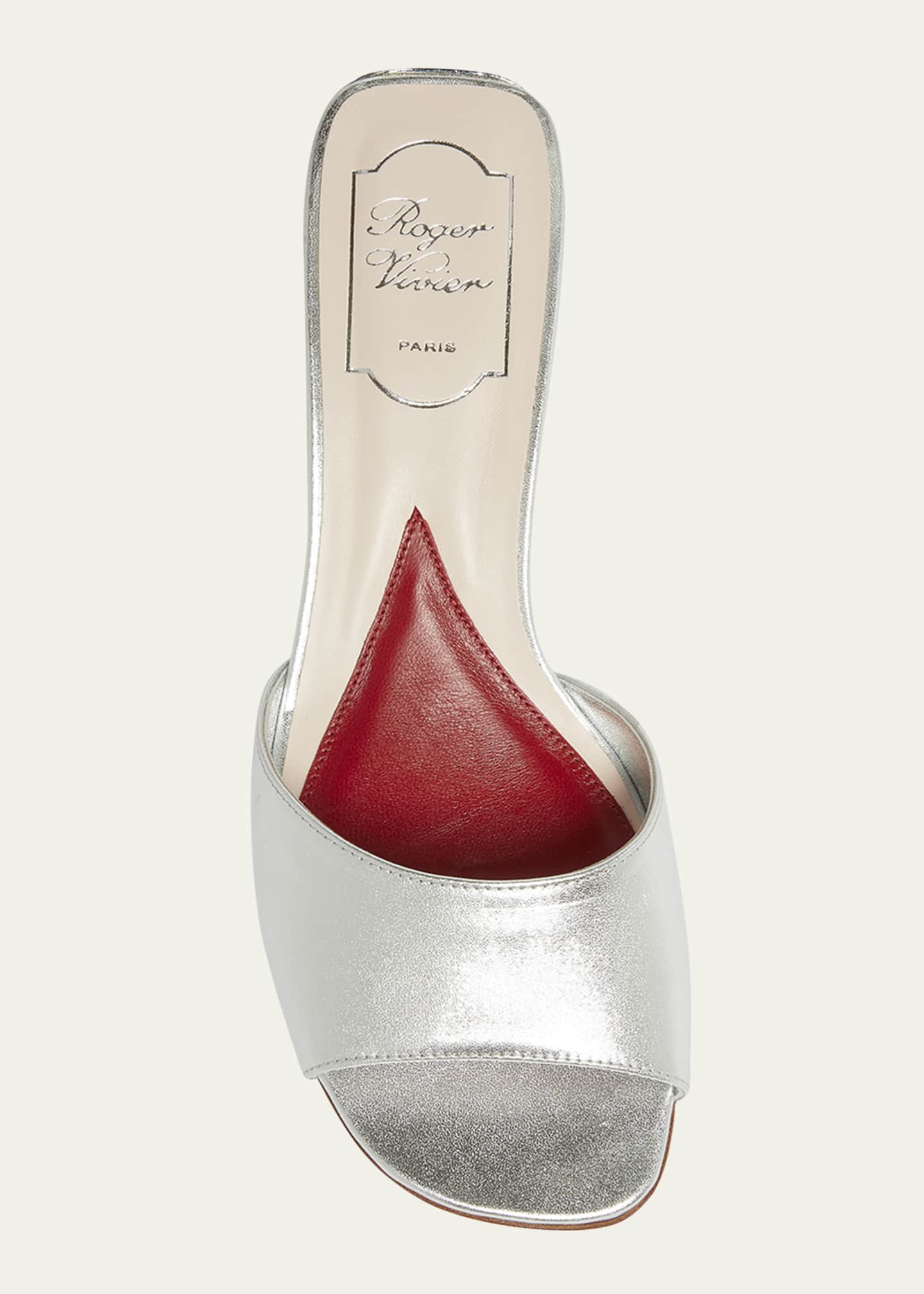 Roger Vivier Metallic Crystal-Dome Heel Slide Sandals Image 6 of 6