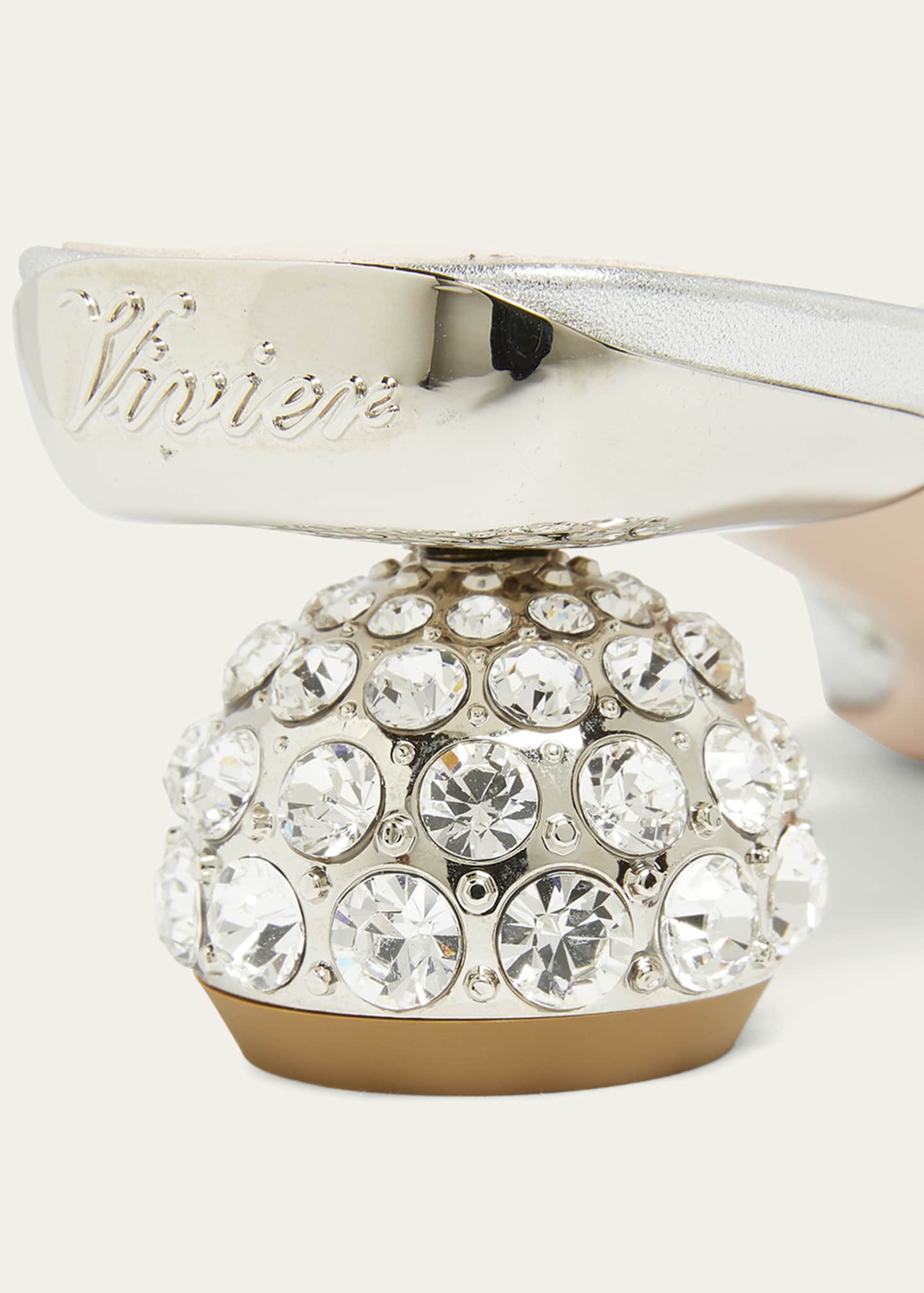 Roger Vivier Metallic Crystal-Dome Heel Slide Sandals Image 5 of 6