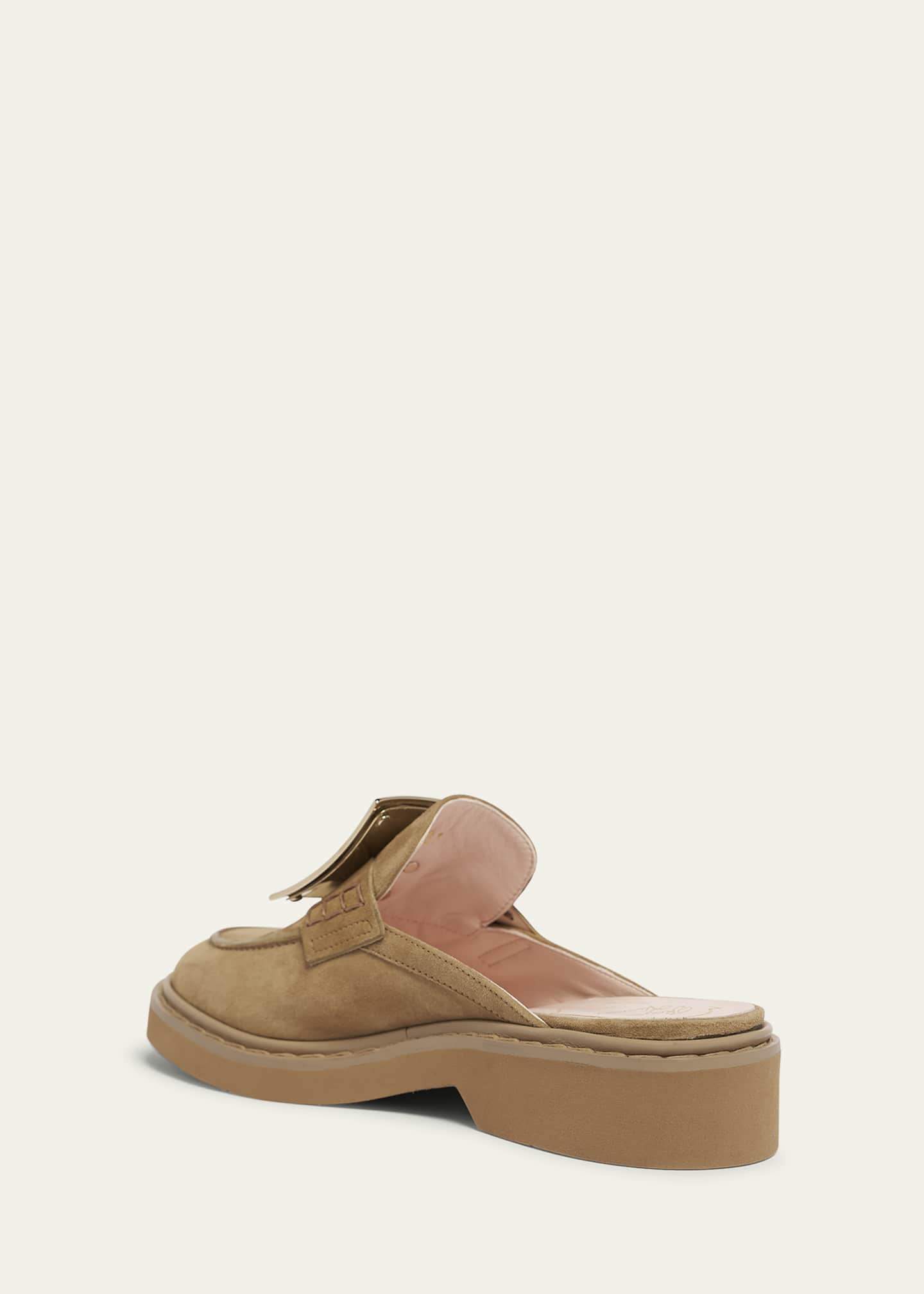 Roger Vivier Viv Rangers Suede Buckle Mules Image 2 of 4