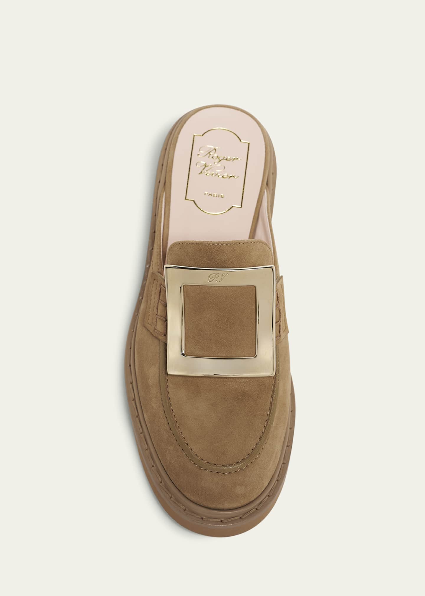 Roger Vivier Viv Rangers Suede Buckle Mules Image 4 of 4