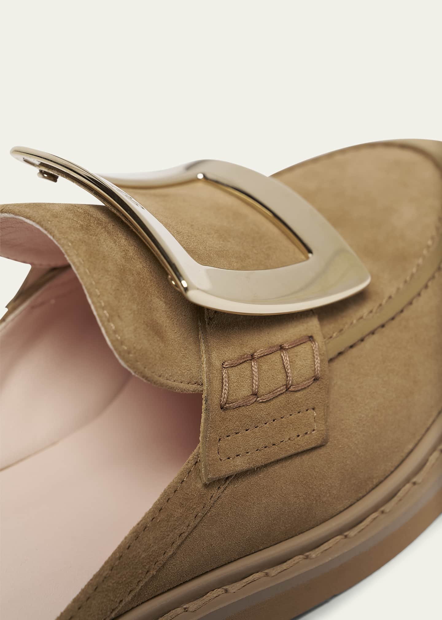 Roger Vivier Viv Rangers Suede Buckle Mules Image 3 of 4
