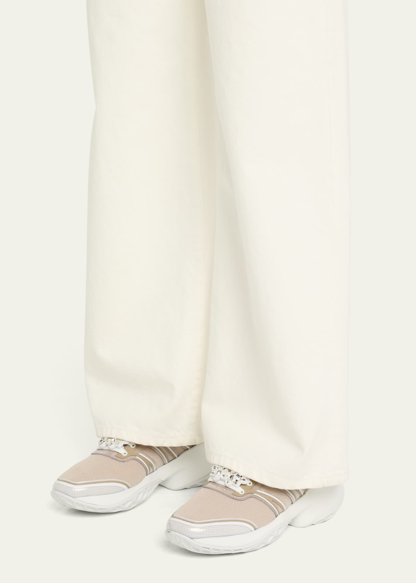 Roger Vivier Viv Run Strass Buckle Knit Lace-Up Sneakers Image 2 of 6