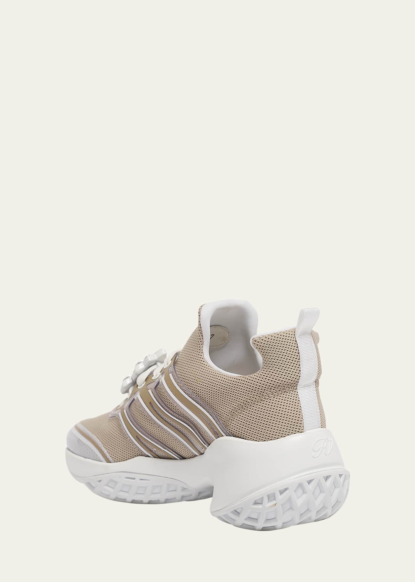 Roger Vivier Viv Run Strass Buckle Knit Lace-Up Sneakers Image 4 of 6