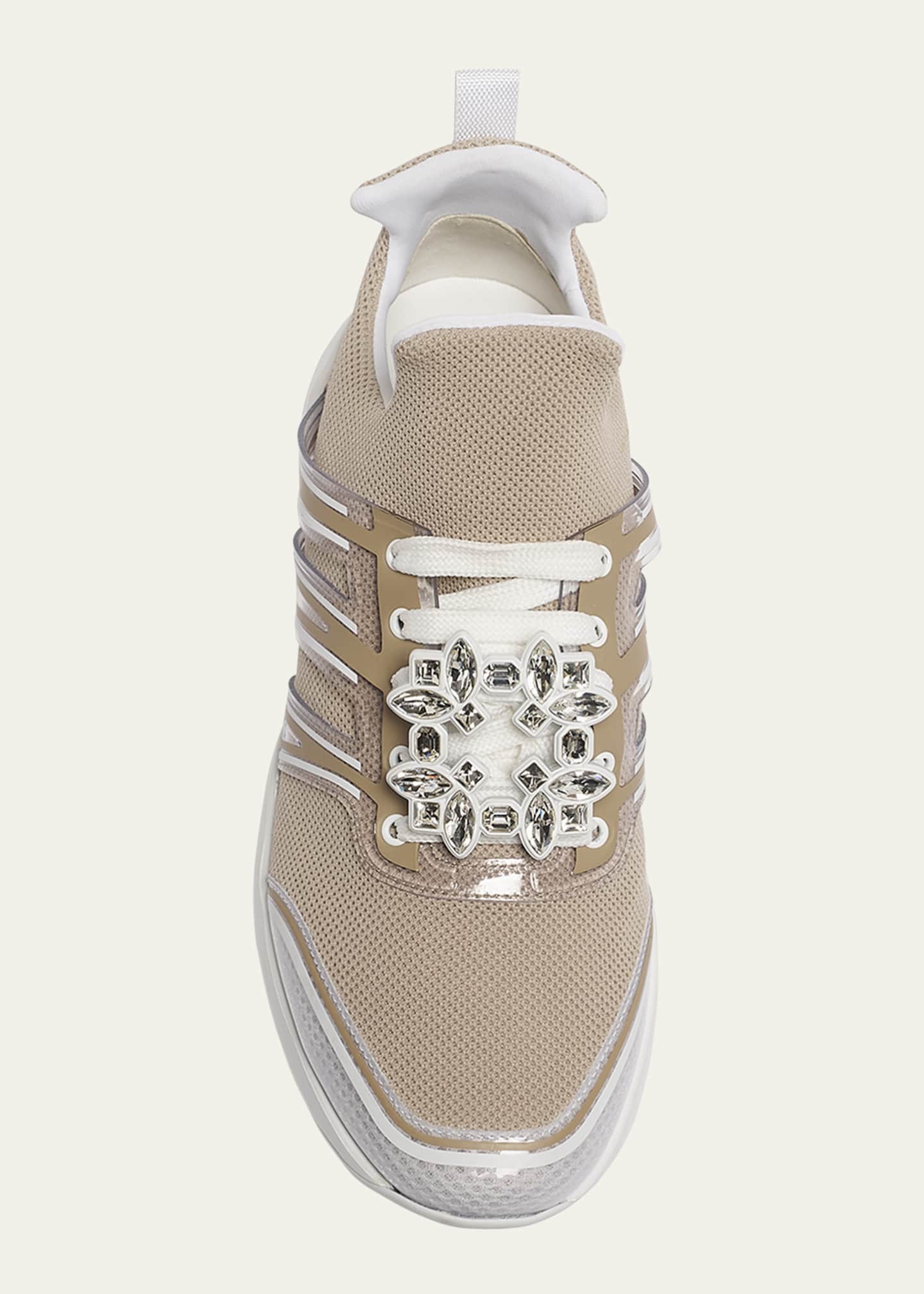 Roger Vivier Viv Run Strass Buckle Knit Lace-Up Sneakers Image 6 of 6