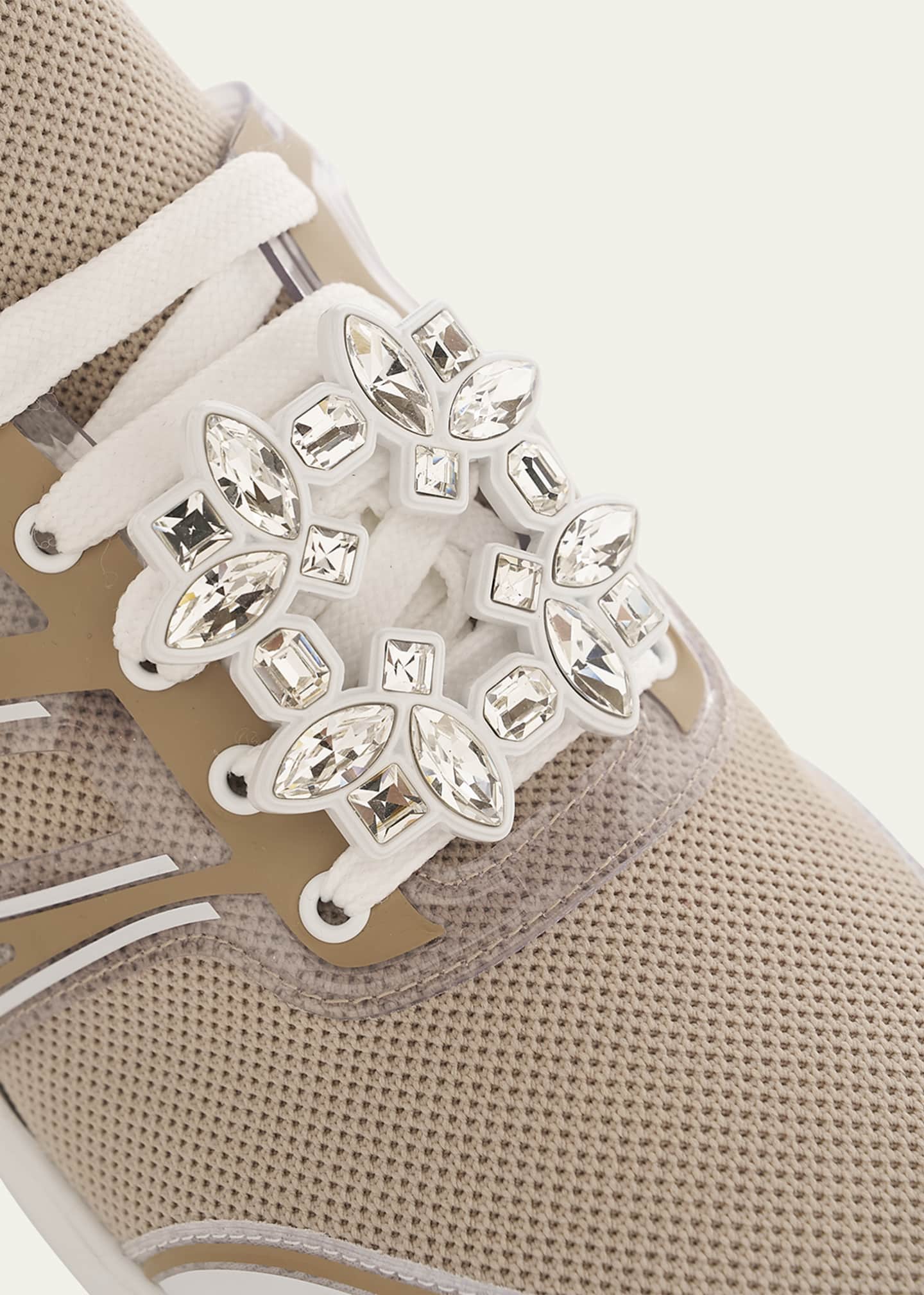 Roger Vivier Viv Run Strass Buckle Knit Lace-Up Sneakers Image 5 of 6