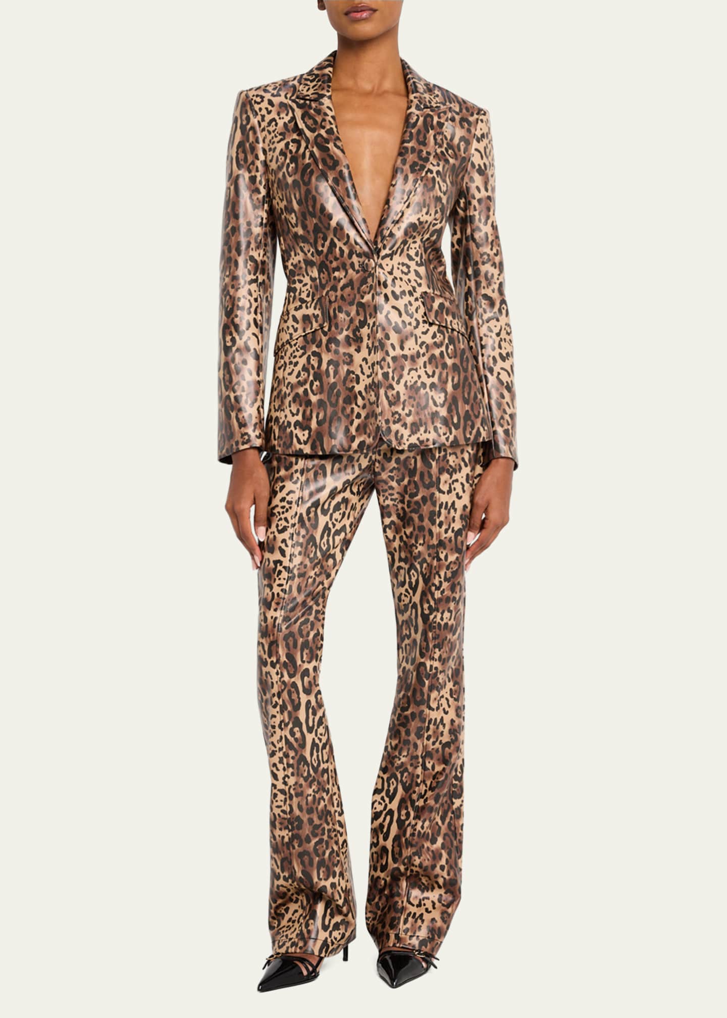 Cinq a Sept Leopard Faux Leather Pants Image 2 of 5