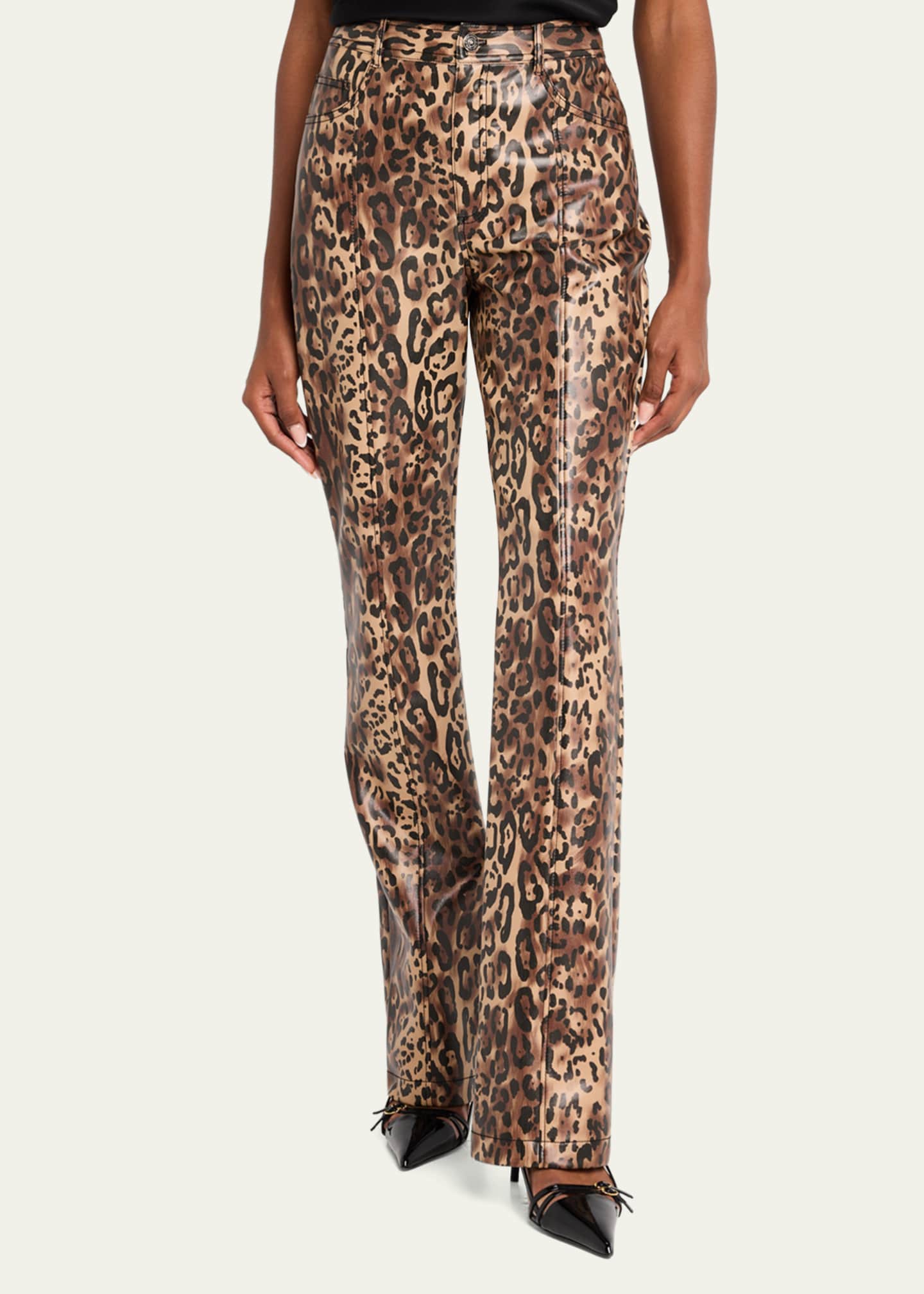 Cinq a Sept Leopard Faux Leather Pants Image 4 of 5