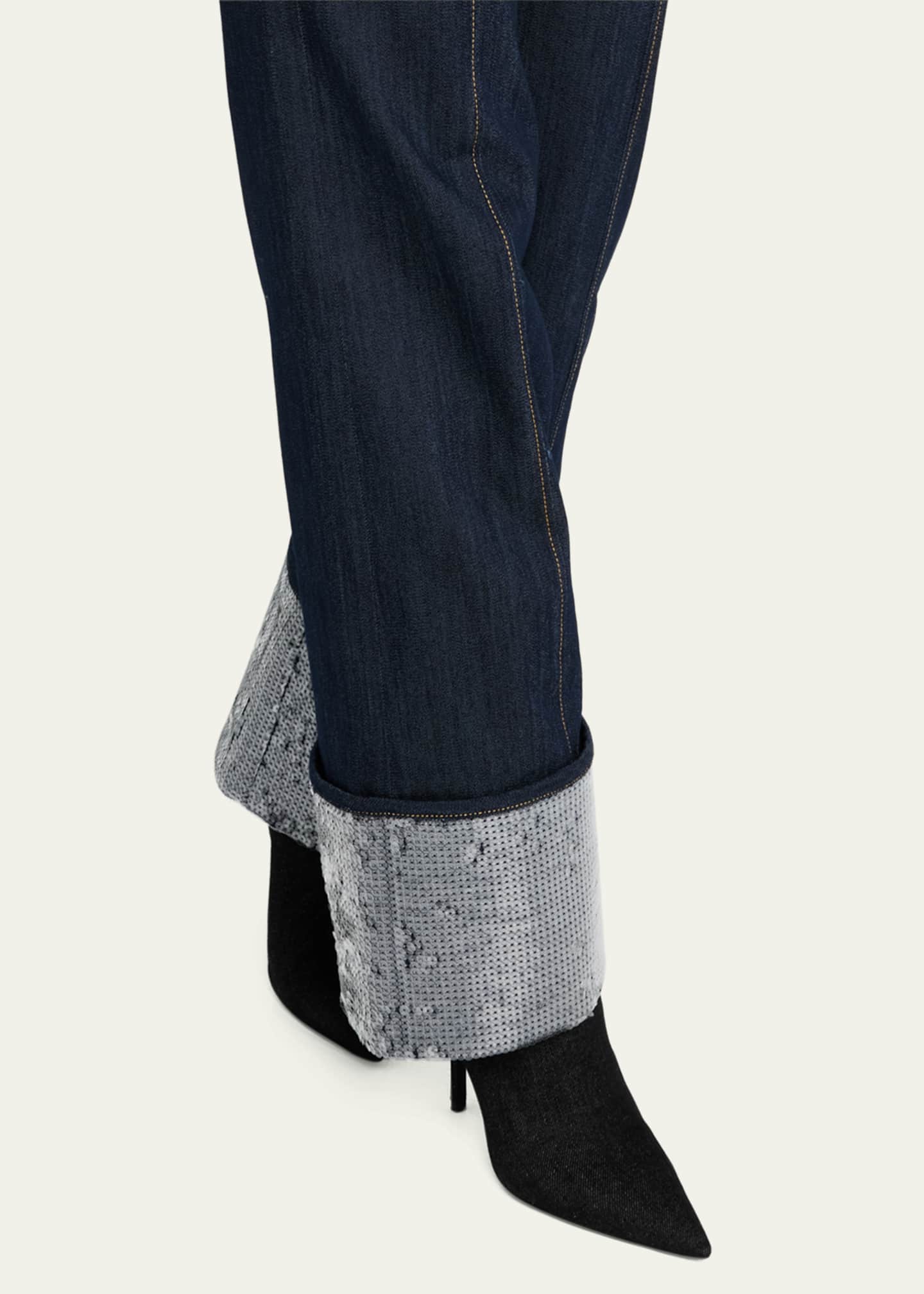 Cinq a Sept Benji Sequin Cuffed Denim Pants Image 5 of 5