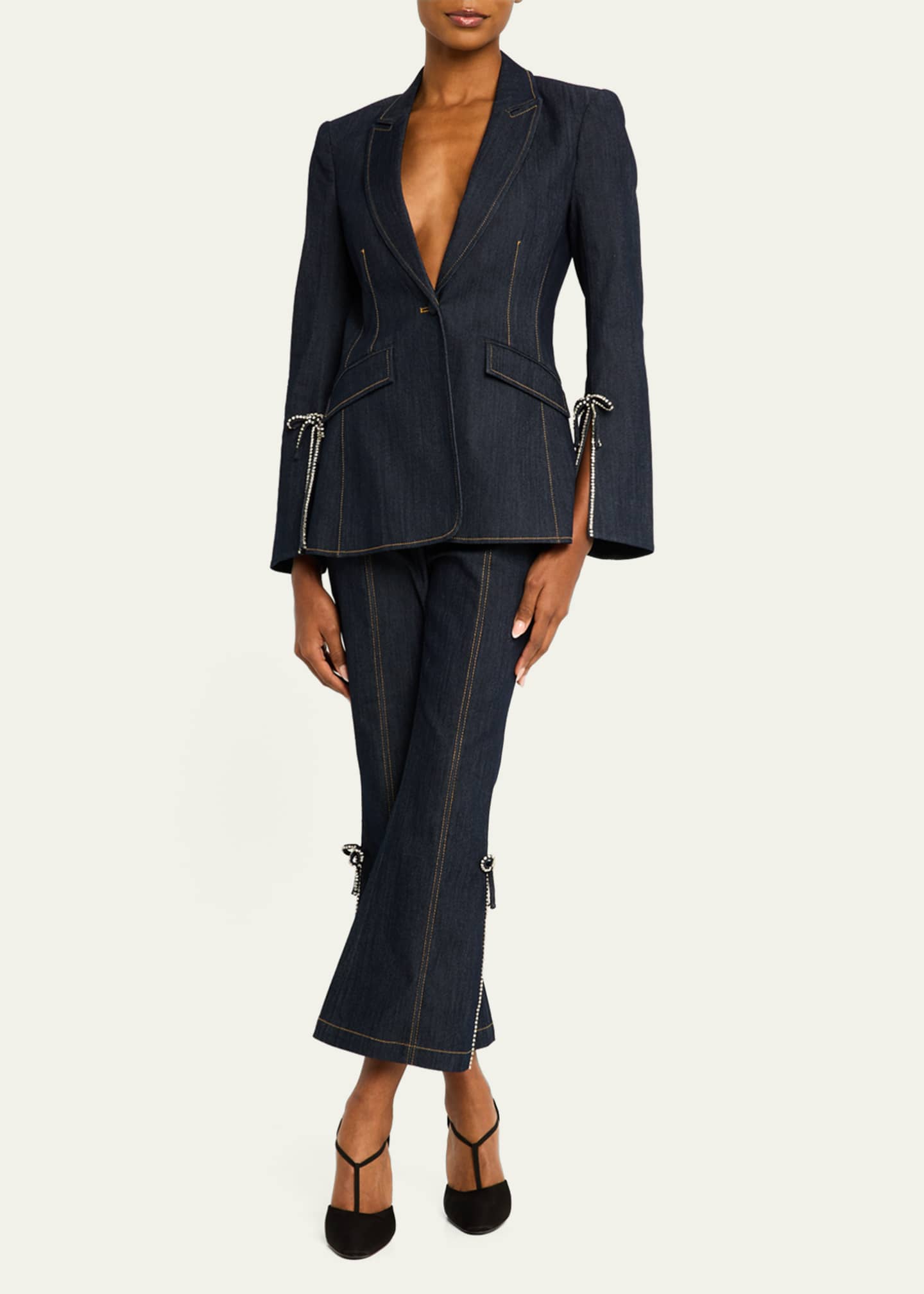 Cinq a Sept Ayleen Crystal Bow Cropped Pants Image 2 of 5