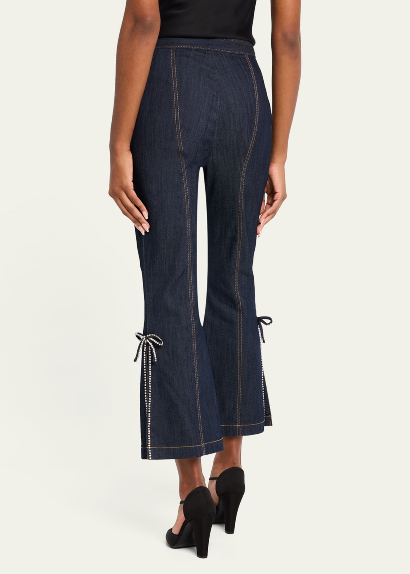 Cinq a Sept Ayleen Crystal Bow Cropped Pants Image 3 of 5