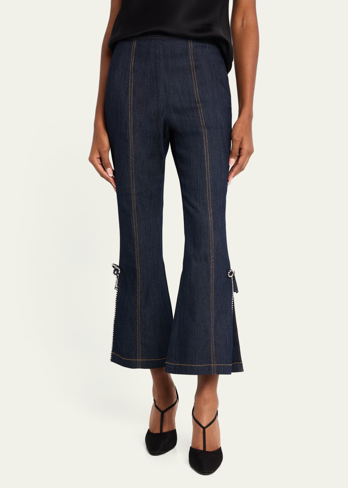 Cinq a Sept Ayleen Crystal Bow Cropped Pants Image 4 of 5