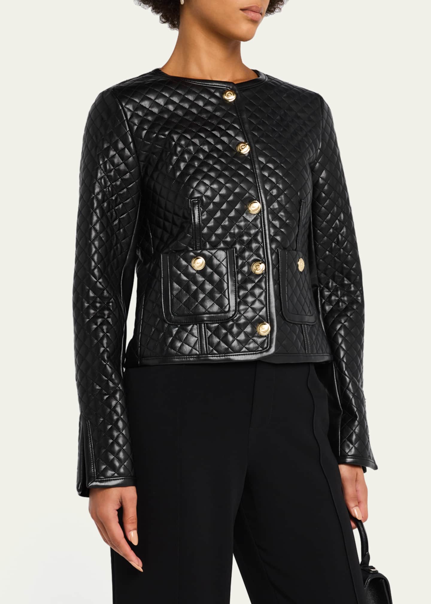 Cinq a Sept Brooke Quilted Vegan Leather Jacket Image 4 of 5