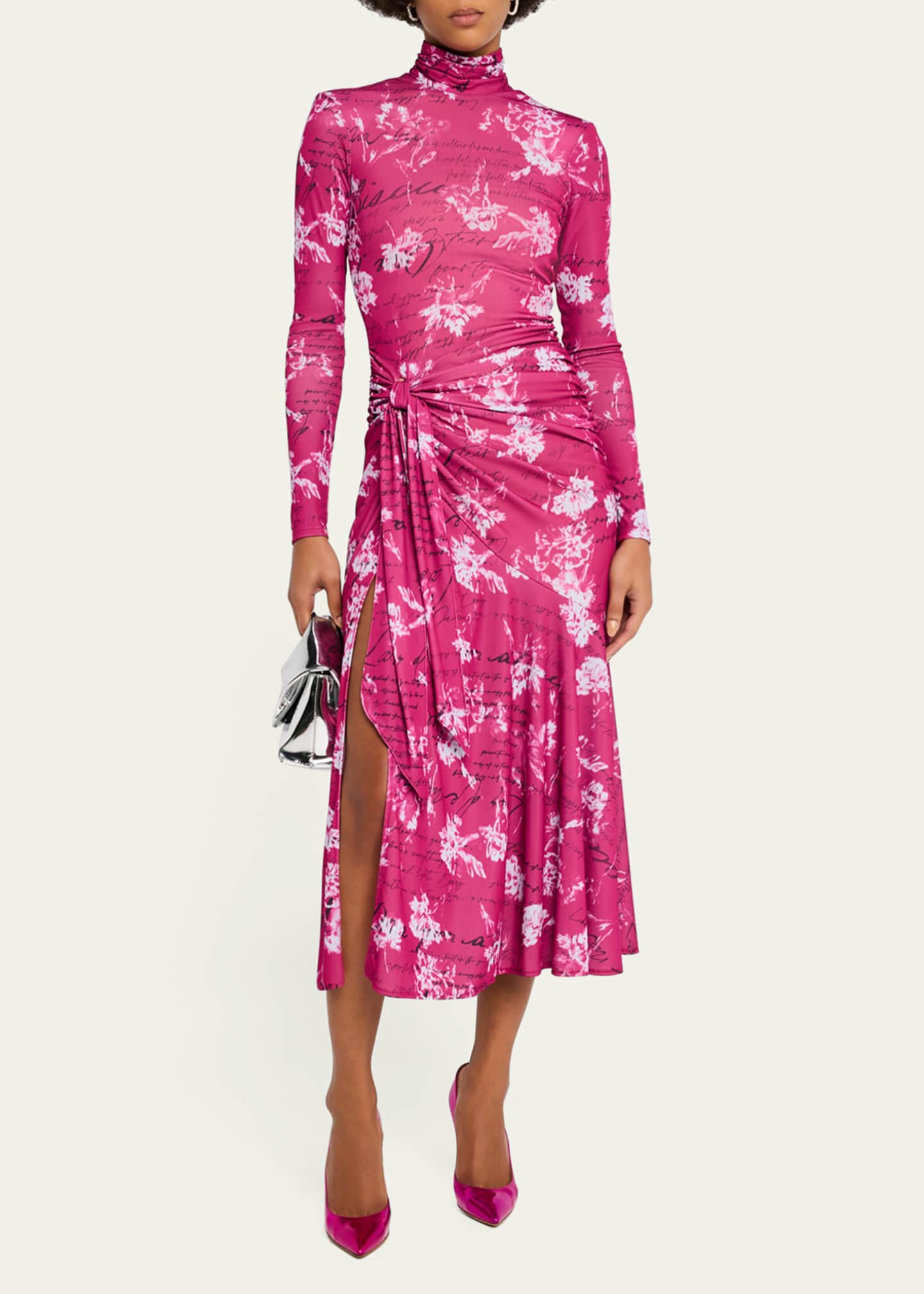 Cinq a Sept Johnson Warm Carnation Tie-Waist Midi Dress Image 2 of 5