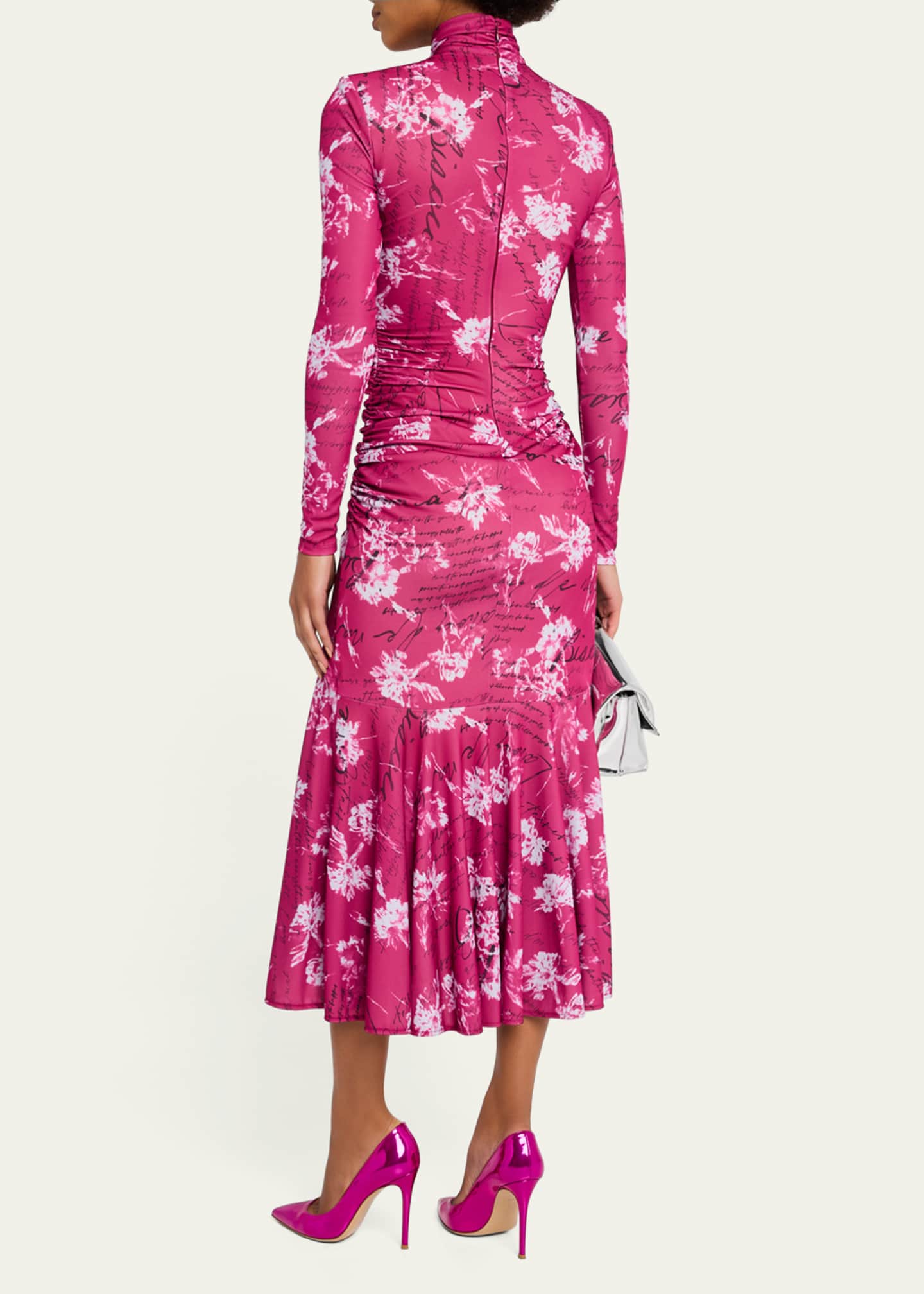 Cinq a Sept Johnson Warm Carnation Tie-Waist Midi Dress Image 3 of 5