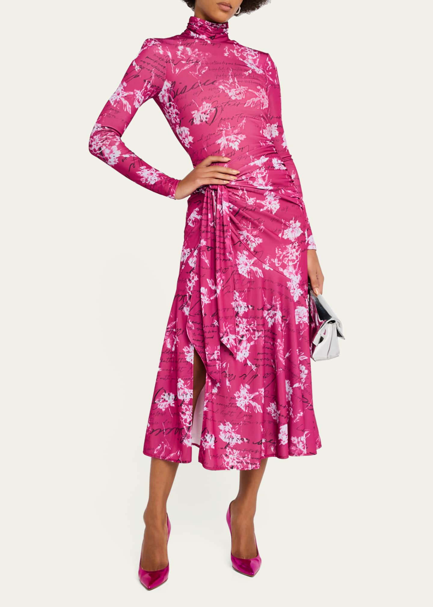 Cinq a Sept Johnson Warm Carnation Tie-Waist Midi Dress Image 4 of 5