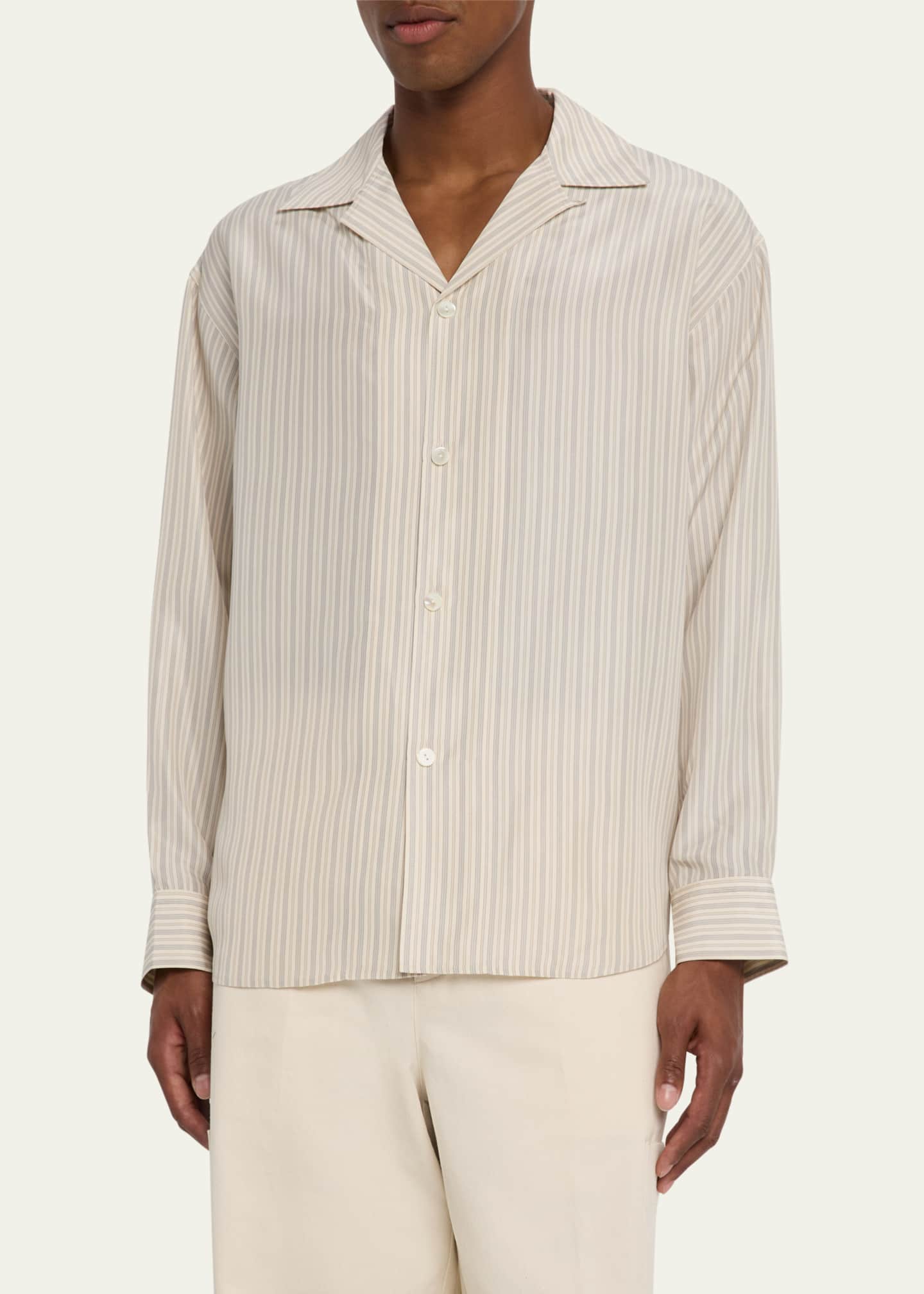 Rohe Men's Striped Silk Button-Down Shirt Image 3 of 4
