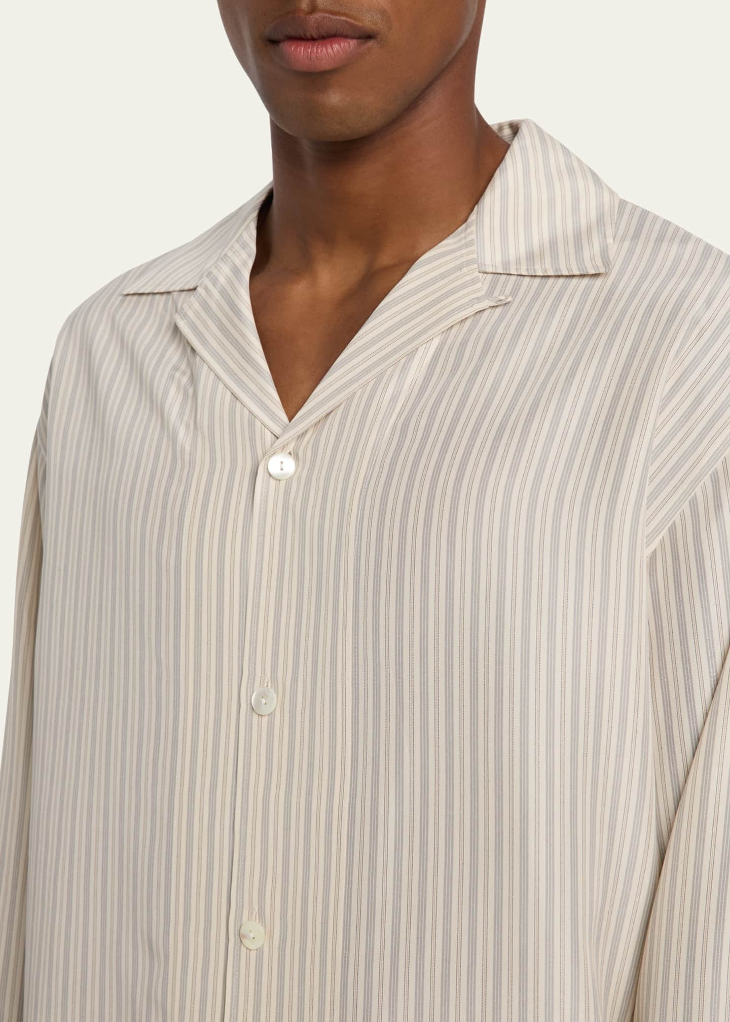 Rohe Men's Striped Silk Button-Down Shirt Image 4 of 4