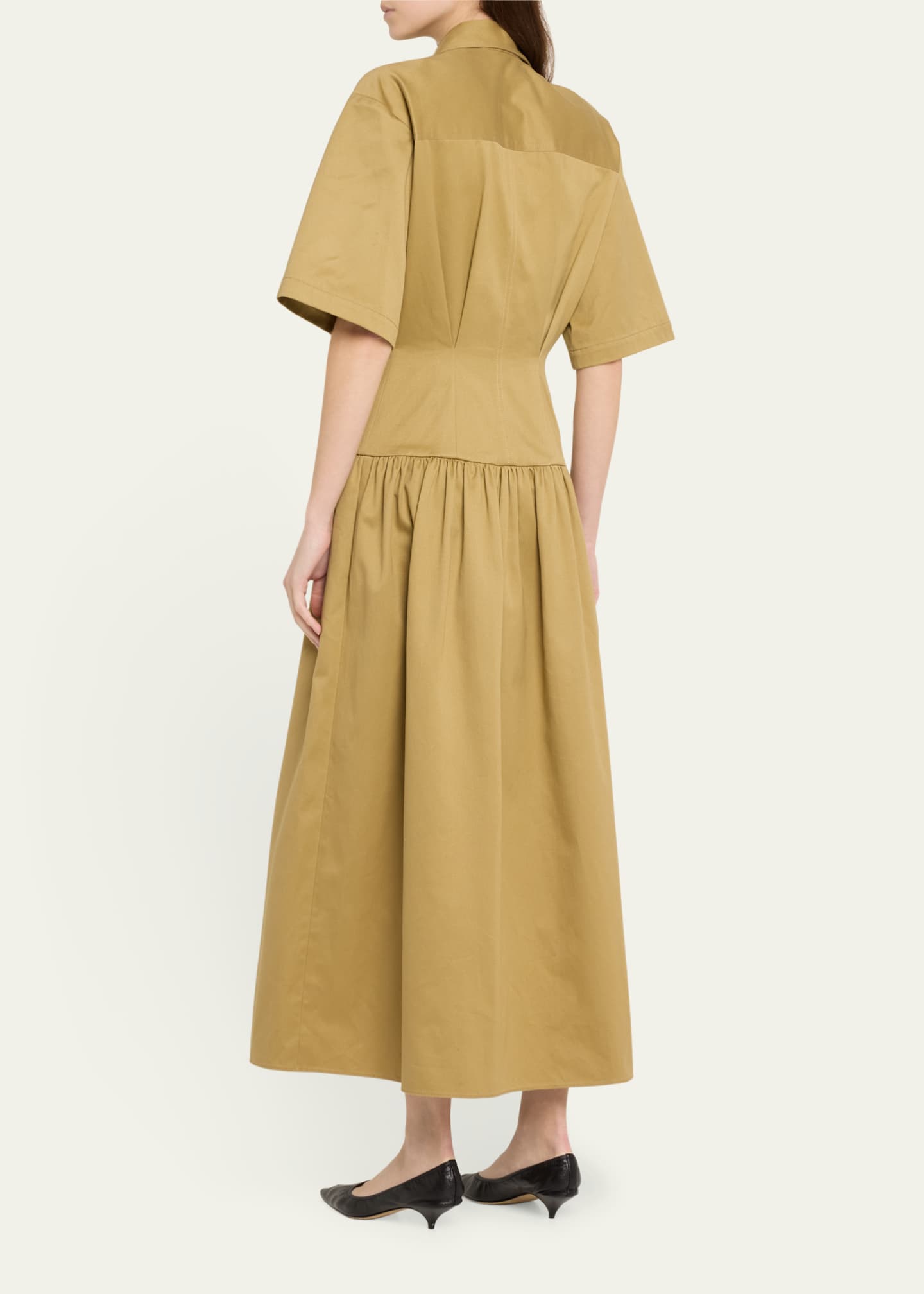 Adam Lippes Drop Waist Skirt Cotton Twill Dress Image 3 of 5