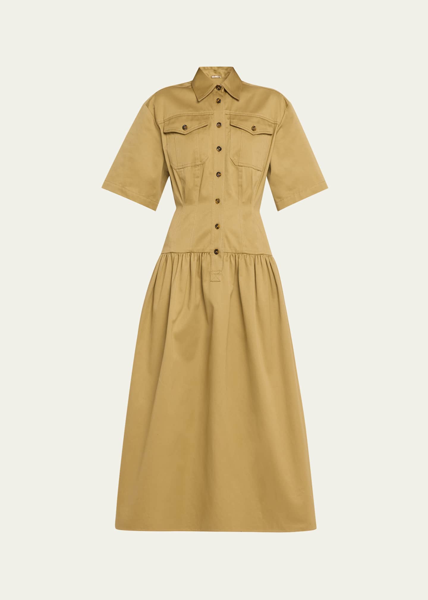 Adam Lippes Drop Waist Skirt Cotton Twill Dress Image 1 of 5