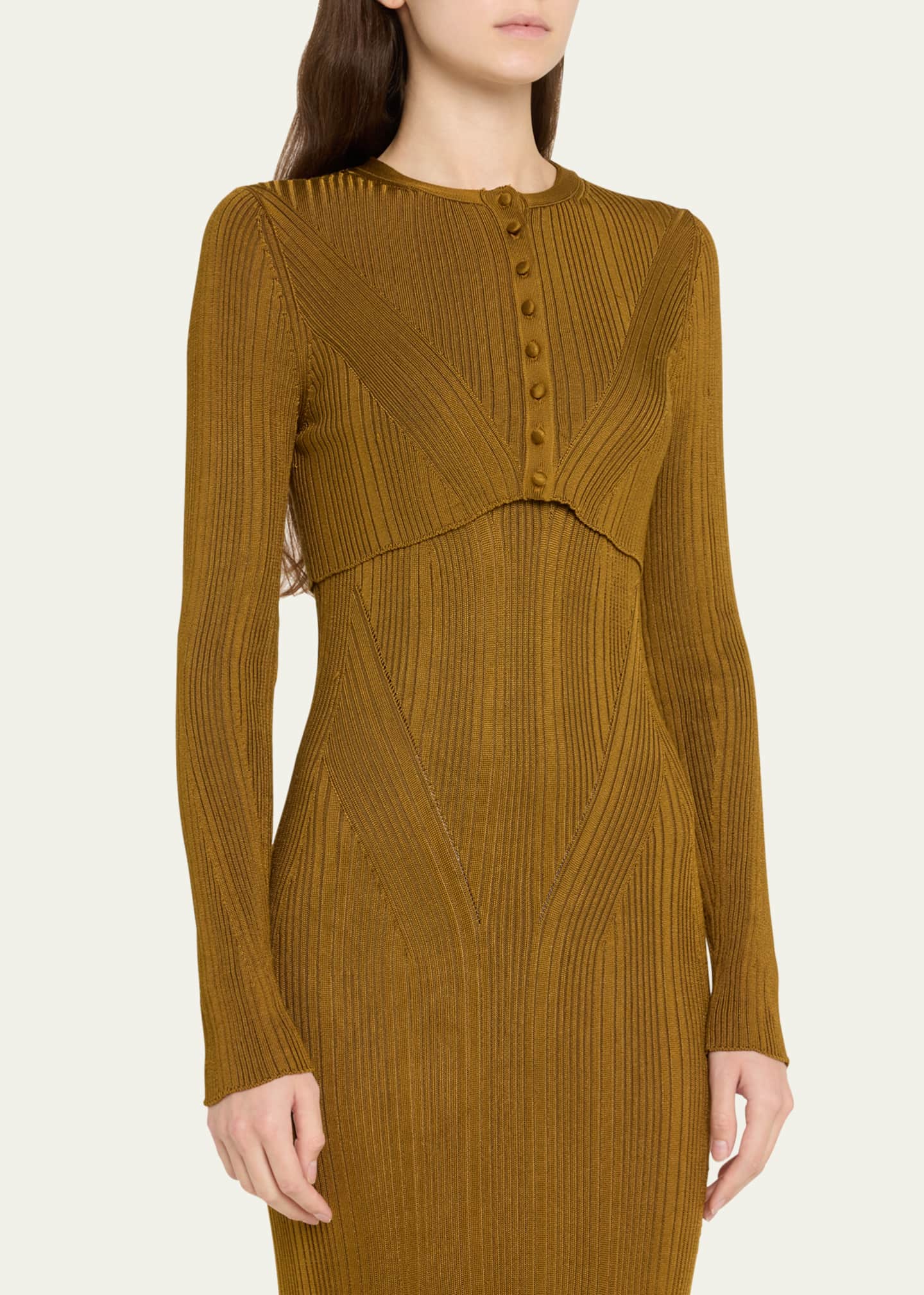 Adam Lippes Crop Silk Engineered Rib Cardigan Image 4 of 5