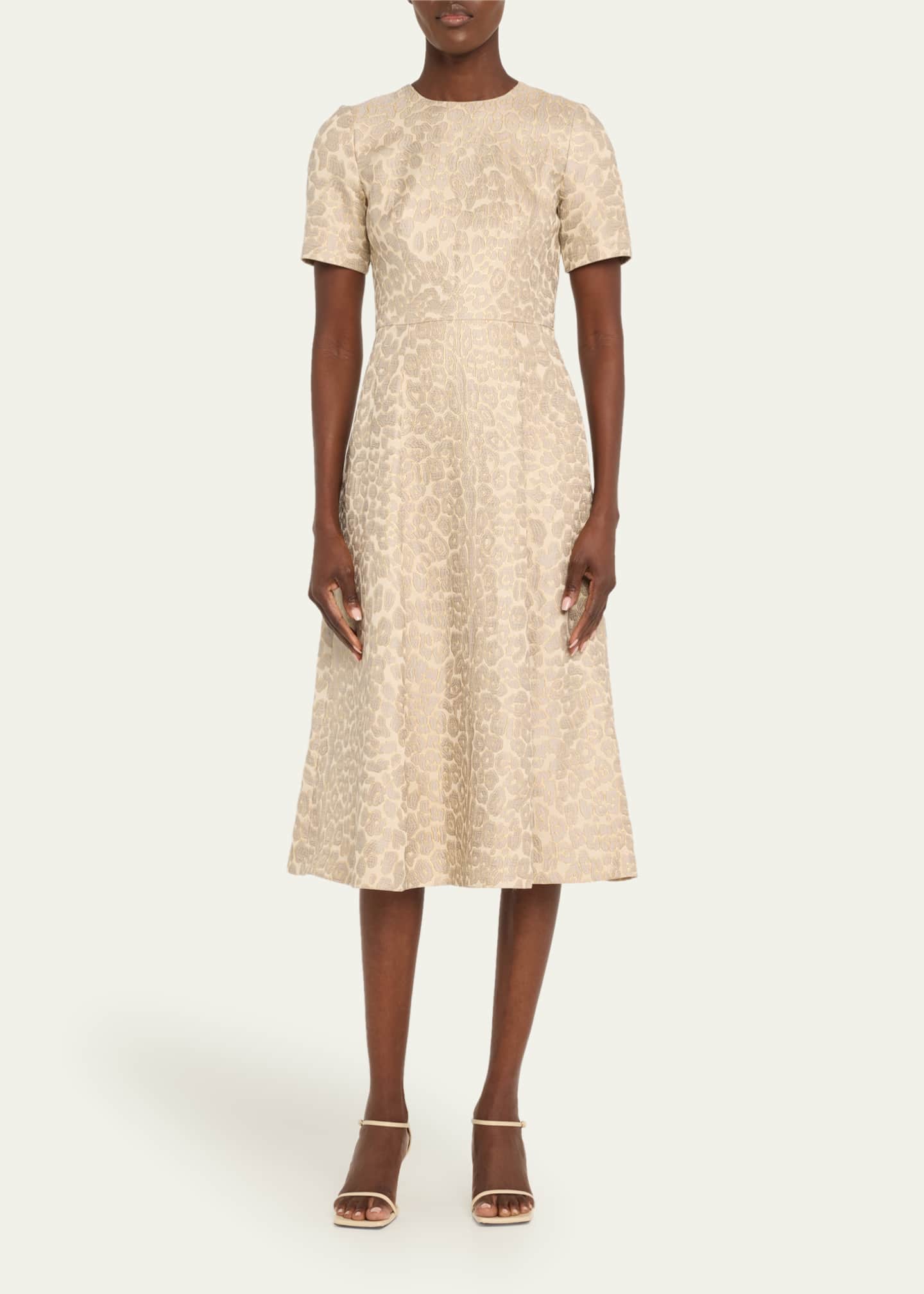 Adam Lippes Evangeline Leopard Jacquard Midi Dress Image 2 of 5