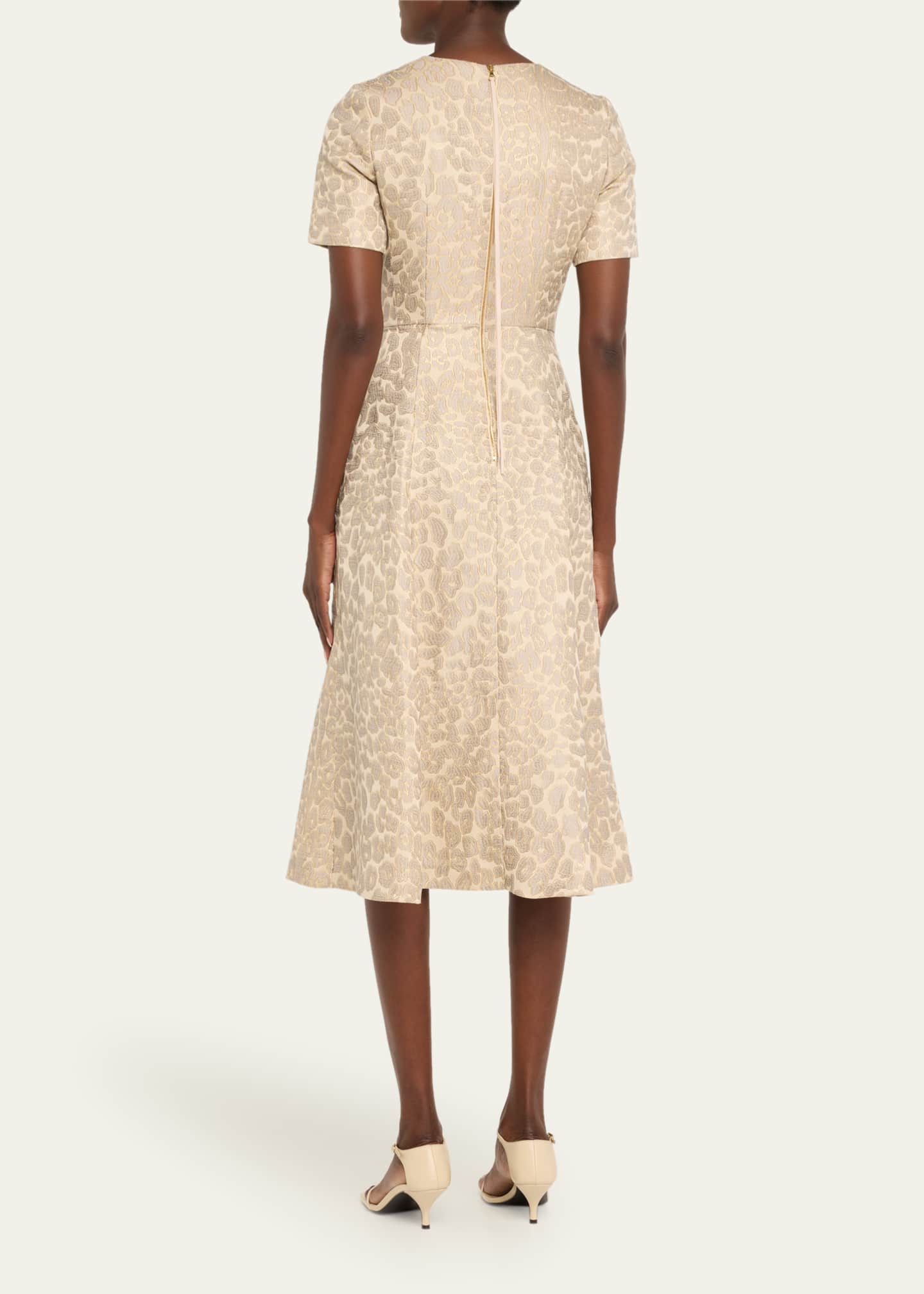 Adam Lippes Evangeline Leopard Jacquard Midi Dress Image 3 of 5