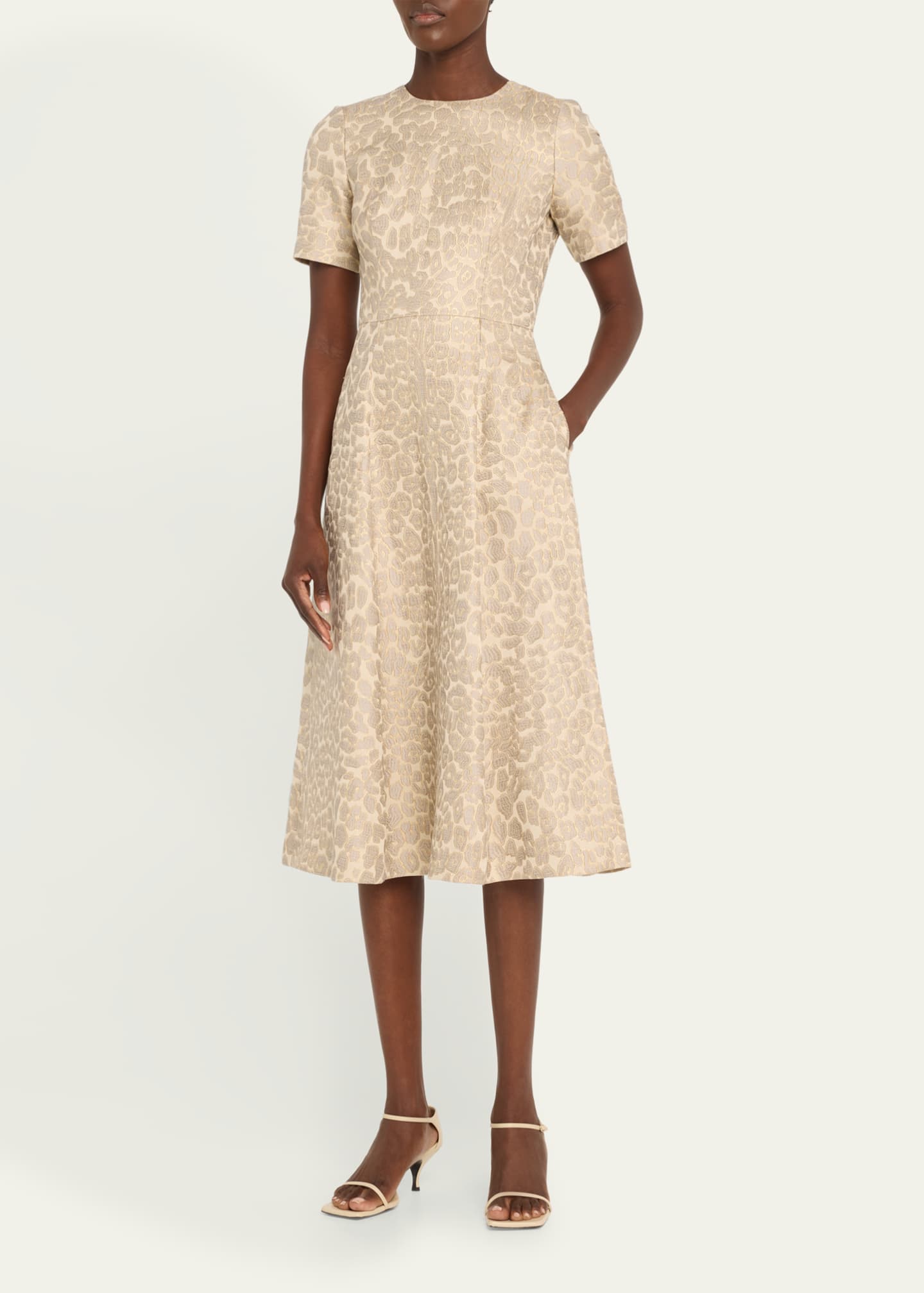 Adam Lippes Evangeline Leopard Jacquard Midi Dress Image 4 of 5