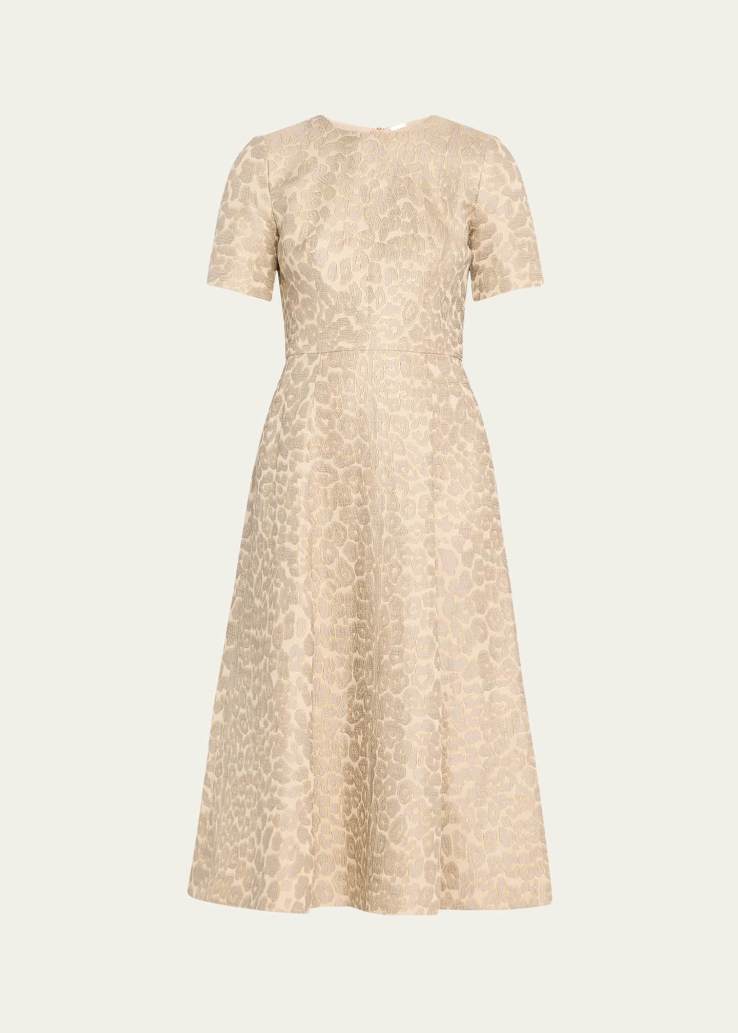 Adam Lippes Evangeline Leopard Jacquard Midi Dress Image 1 of 5