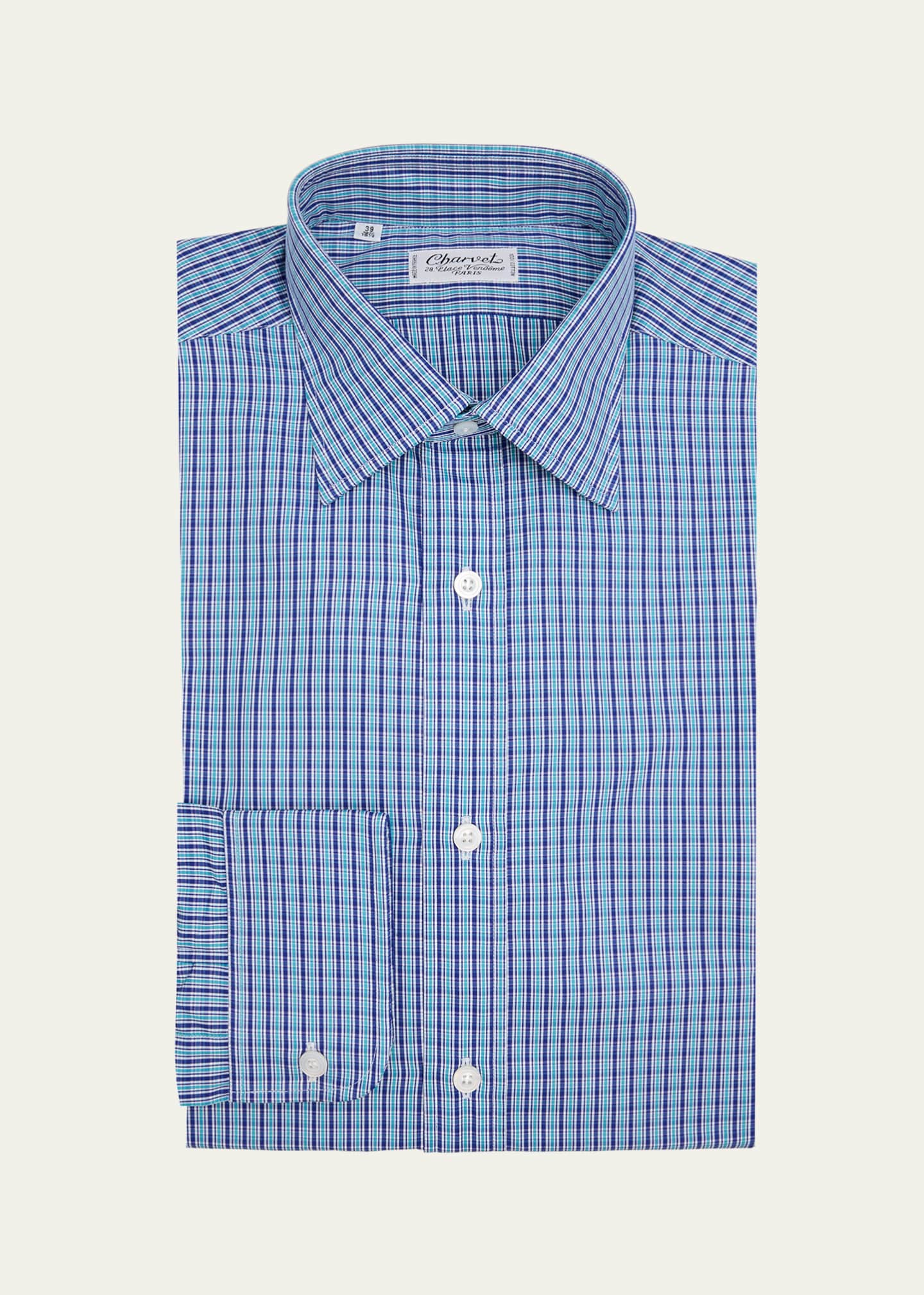 Charvet Men's Cotton Check Point-Collar Dress Shirt Image 1 of 2