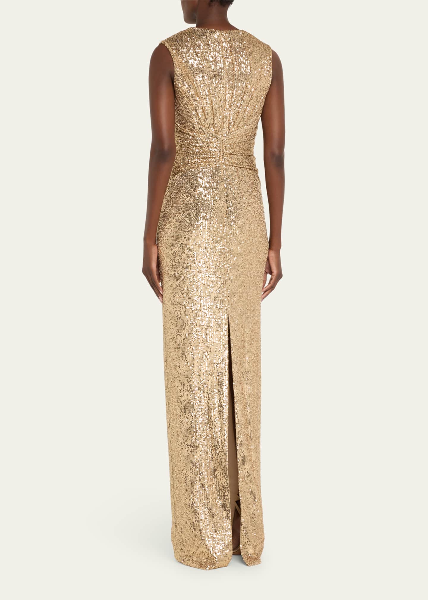 Pamella Roland Sequined V-Neck Gown Image 3 of 5
