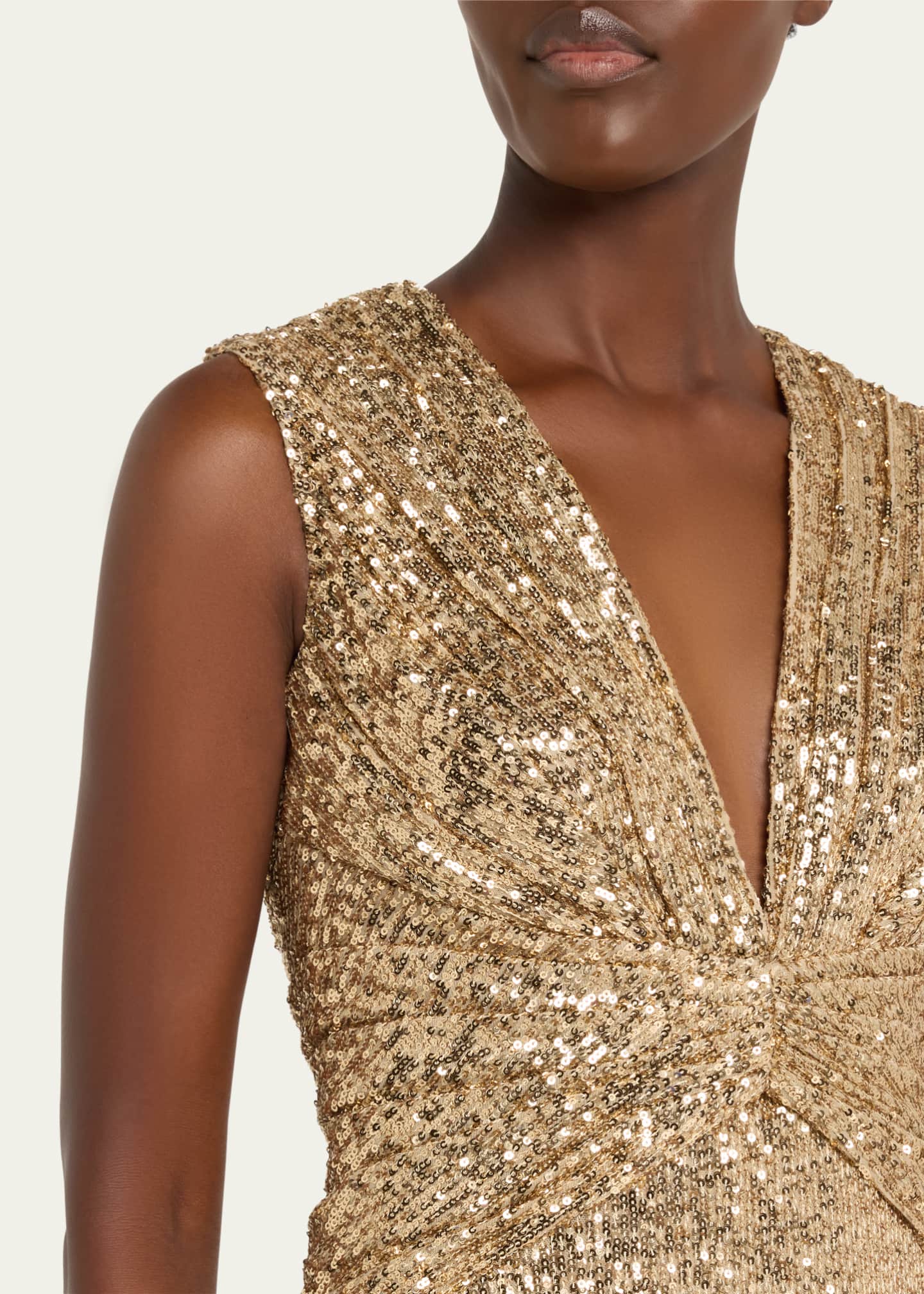 Pamella Roland Sequined V-Neck Gown Image 5 of 5