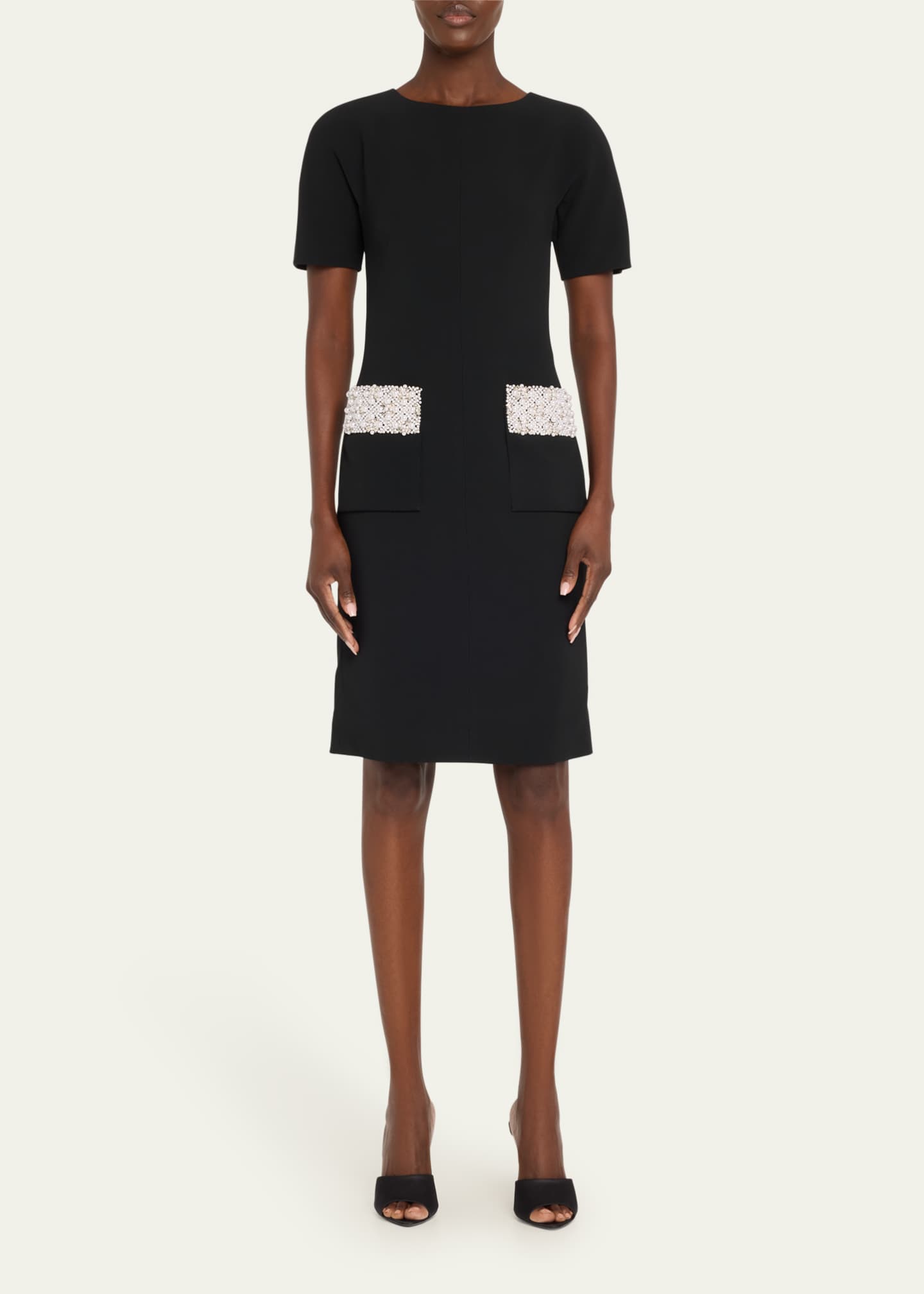 Pamella Roland Pearly Pocket Crepe Cocktail Dress Image 2 of 5
