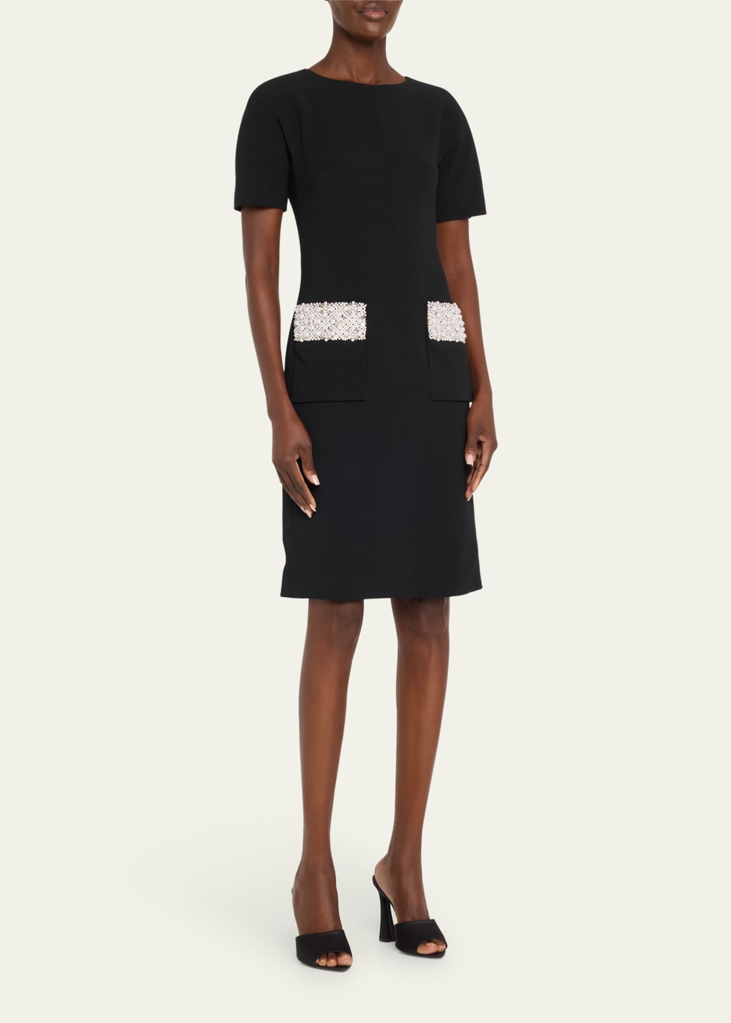 Pamella Roland Pearly Pocket Crepe Cocktail Dress Image 4 of 5