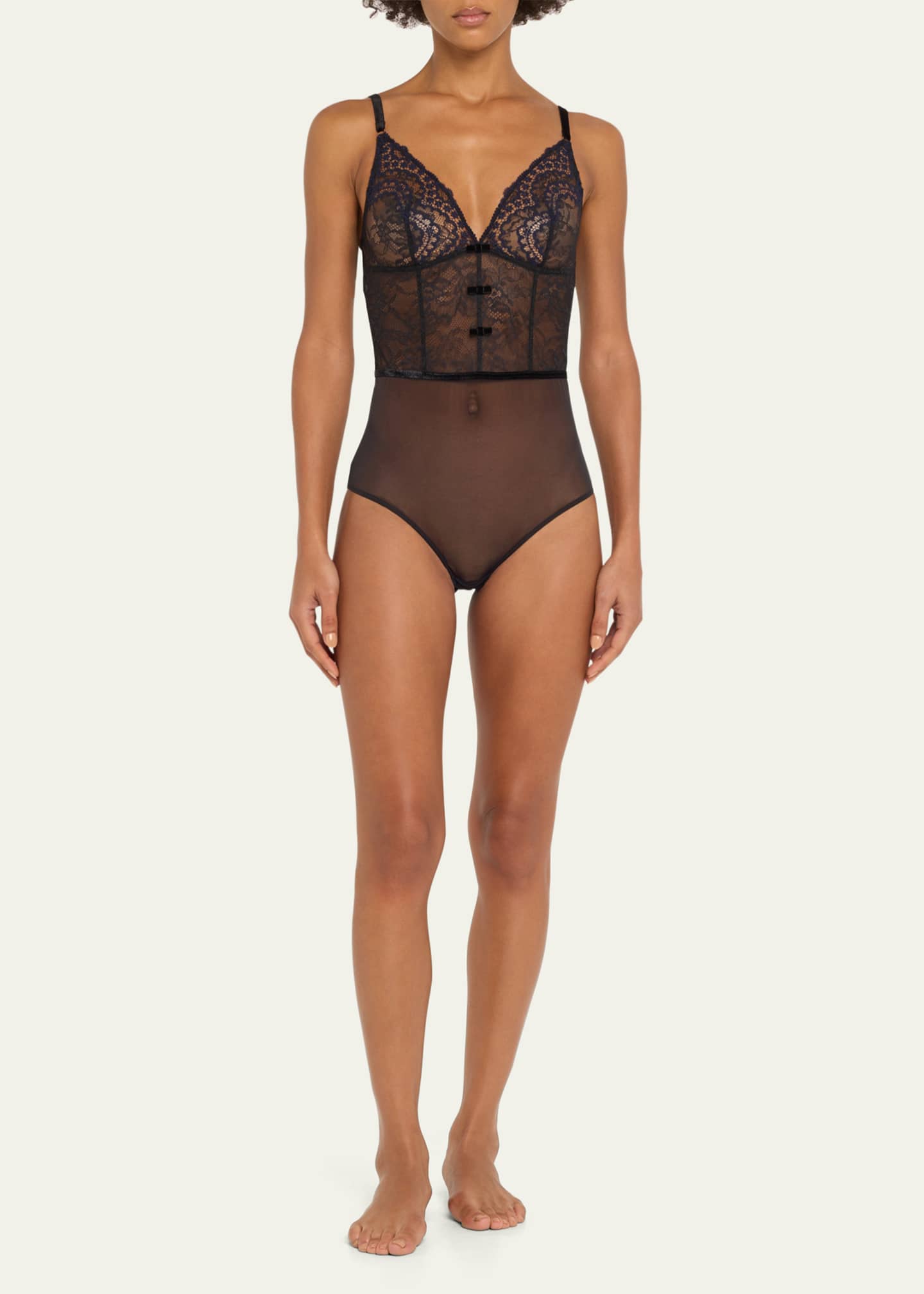 Simone Perele Scenario Embroidered Lace & Tulle Bodysuit Image 2 of 4