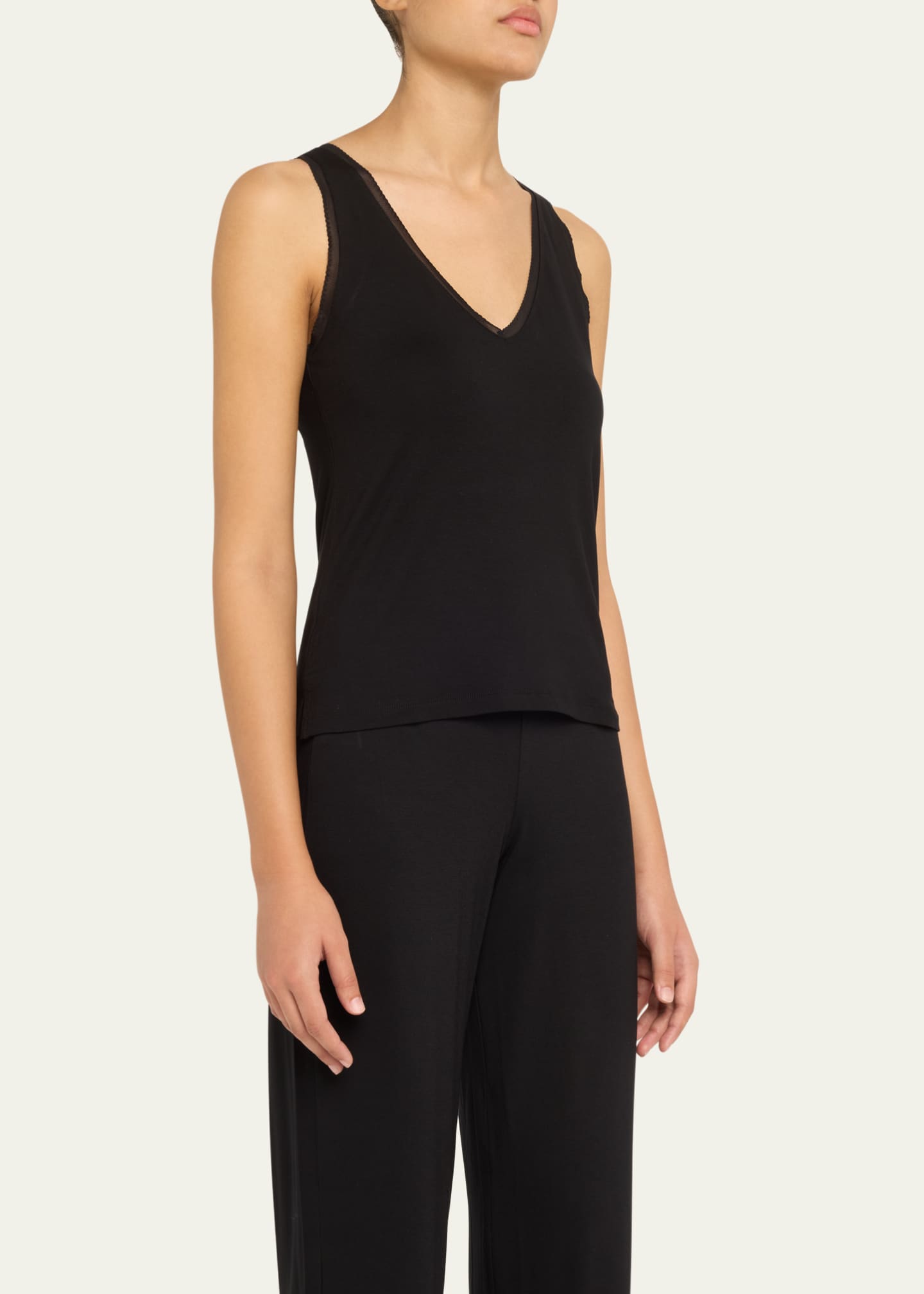 Simone Perele Aurore Lace-Trim Viscose Tank Image 4 of 5