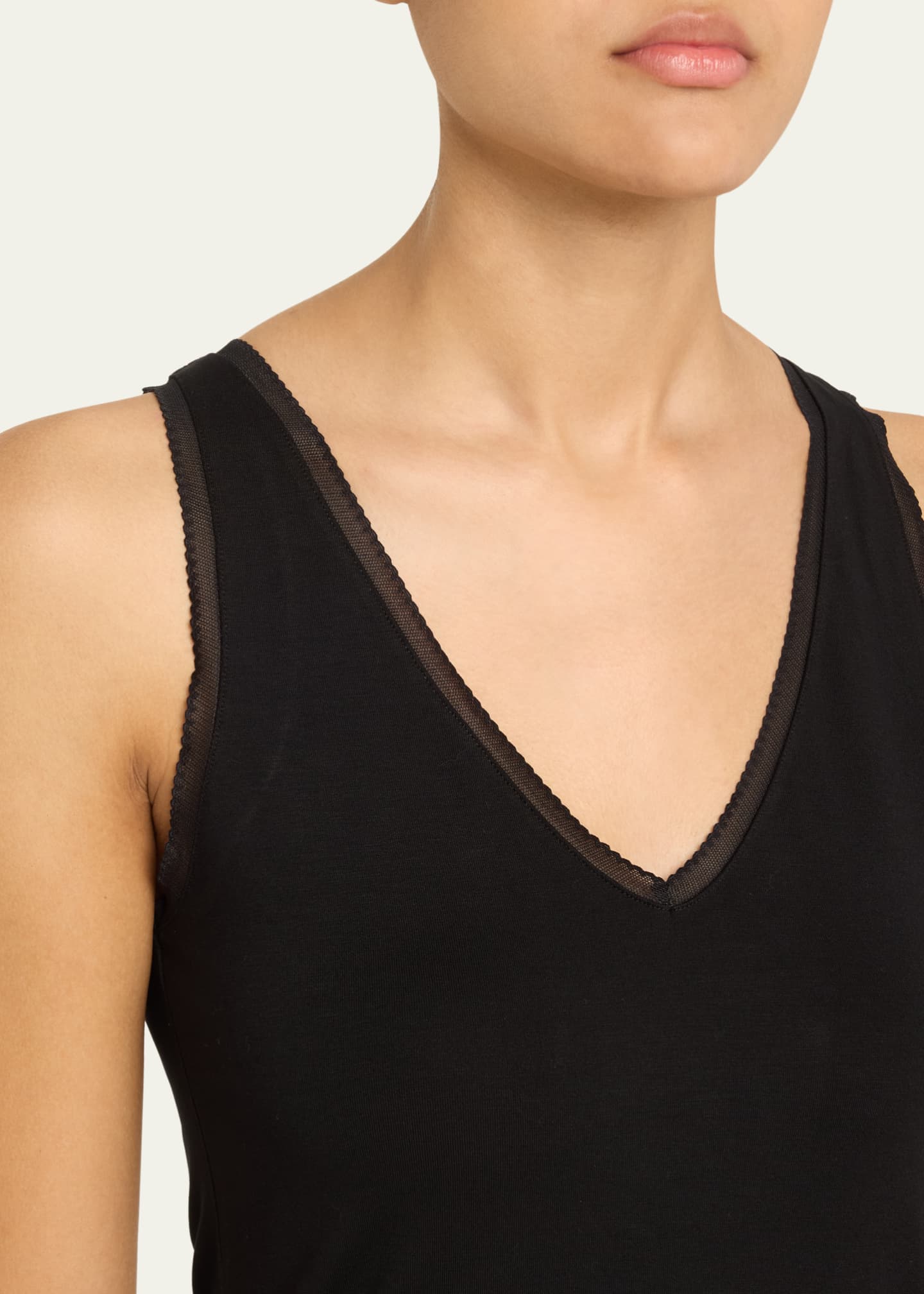 Simone Perele Aurore Lace-Trim Viscose Tank Image 5 of 5