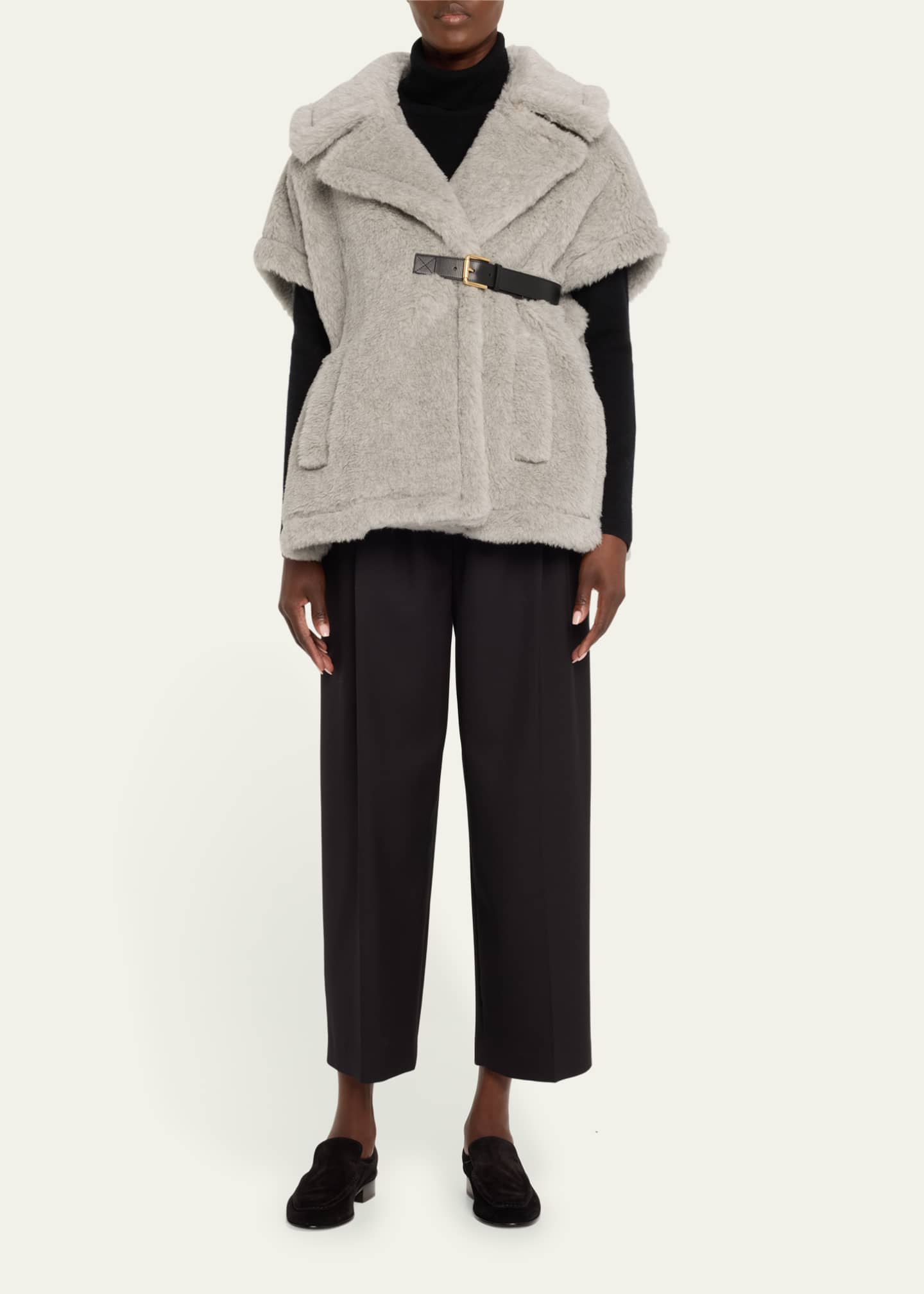 Max Mara Belted Alpaca Wool Vest Cape Image 2 of 5