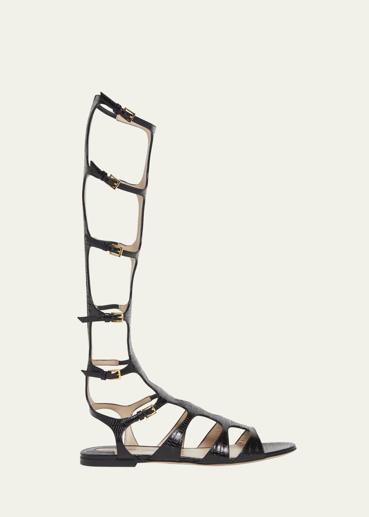 サンダル・ミュール TOM FORD 'Paradis' sandals TOM FORD Paradis cutout croc-effect leather wedge sandals