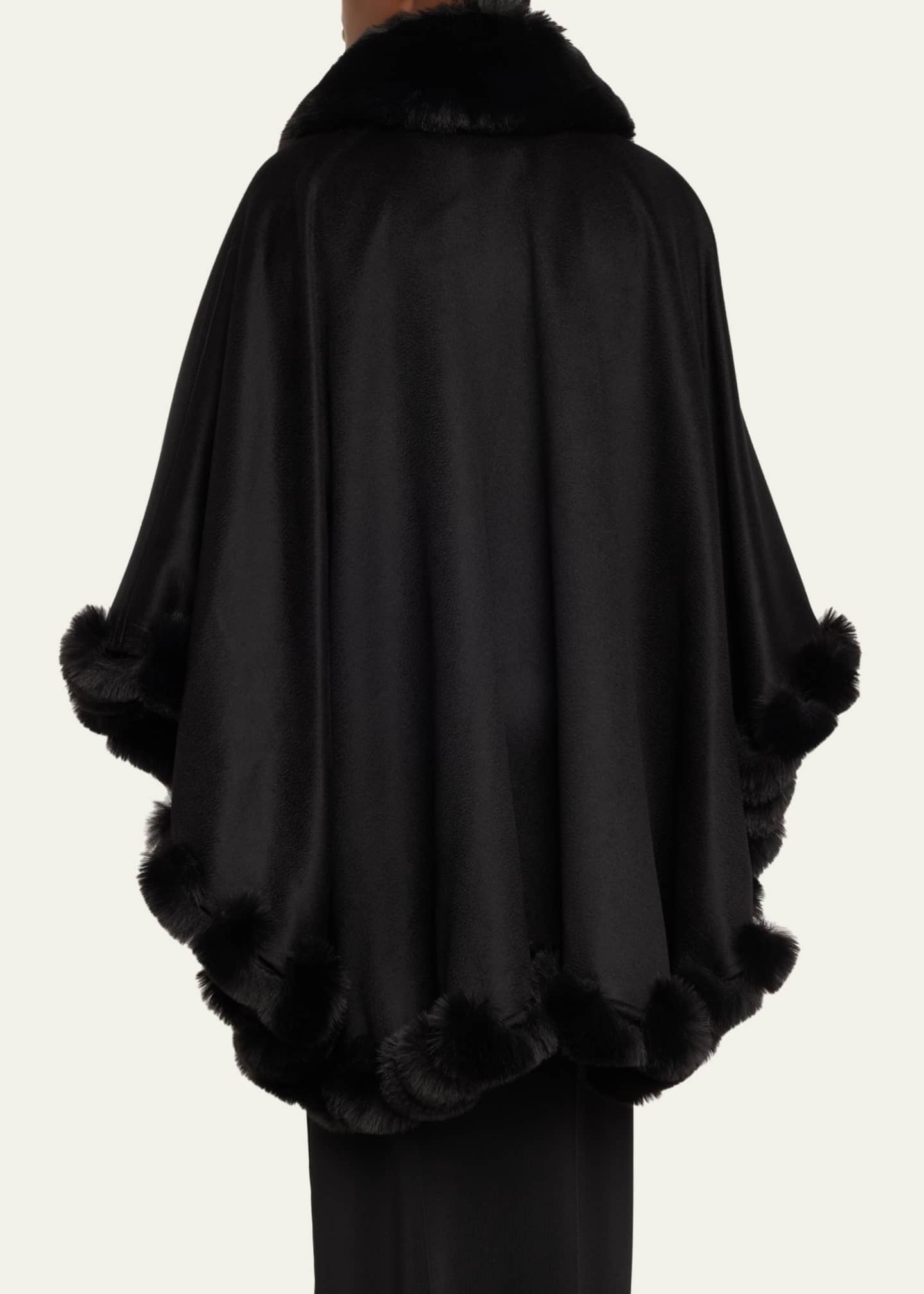 Sofia Cashmere Cashmere Faux Fur Trim Cape Image 3 of 5