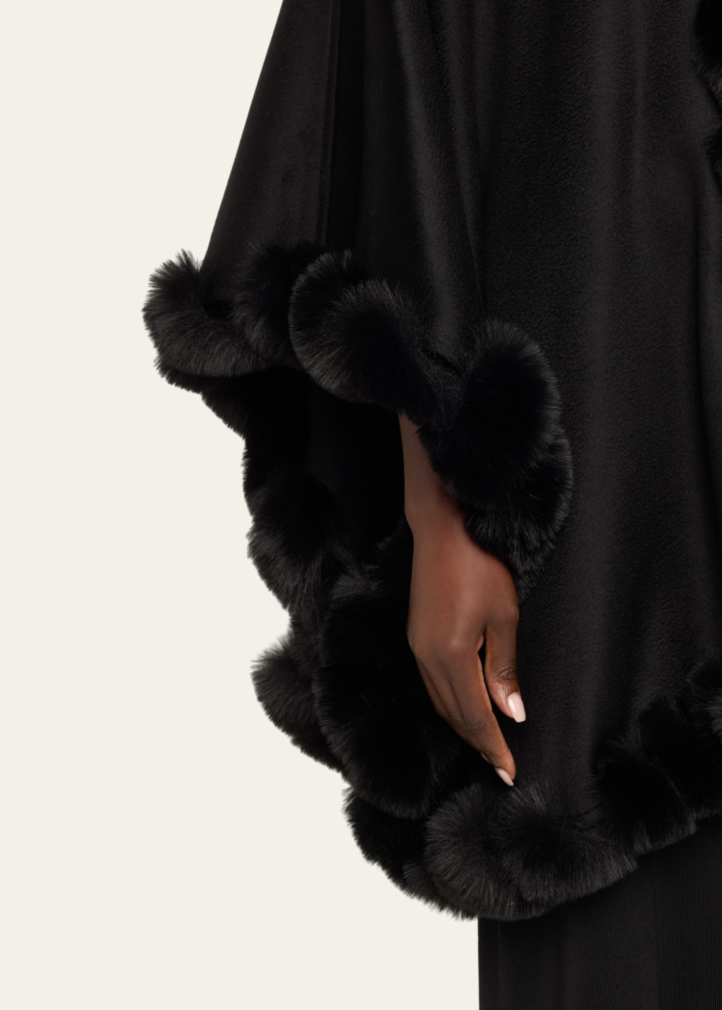 Sofia Cashmere Cashmere Faux Fur Trim Cape Image 5 of 5