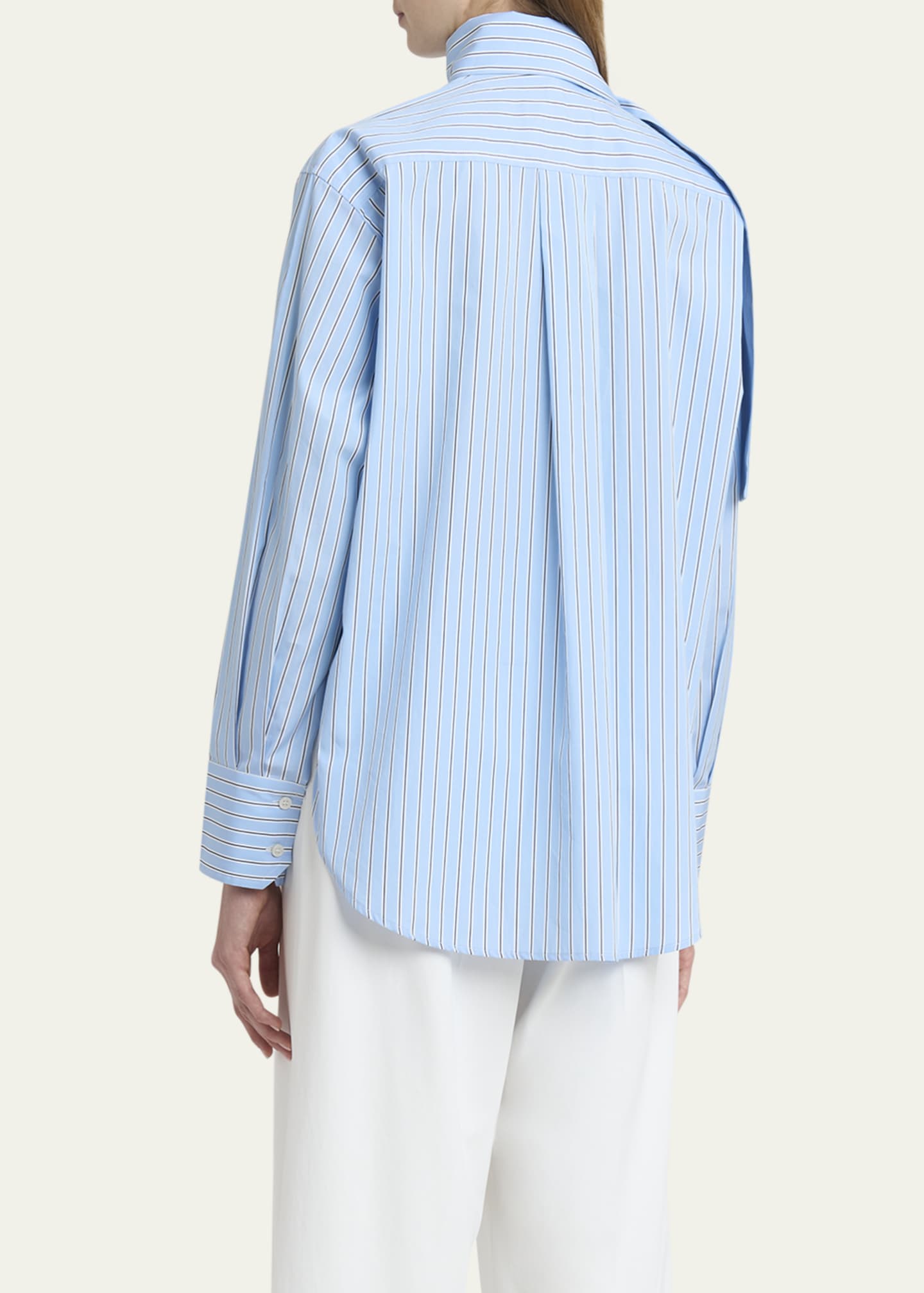 Plan C Stripe Scarf-Neck Button Down Blouse Image 3 of 5