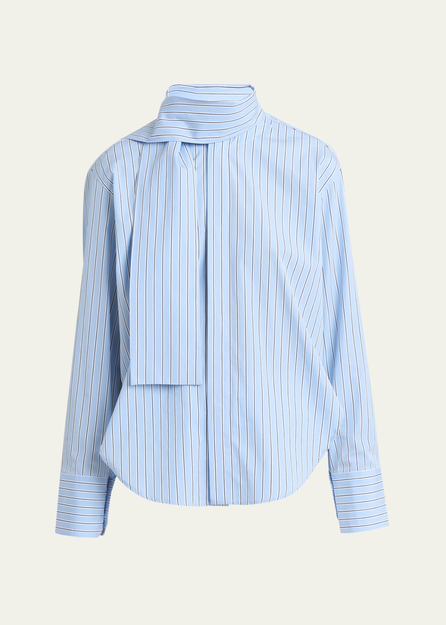 Plan C Stripe Scarf-Neck Button Down Blouse Image 1 of 5