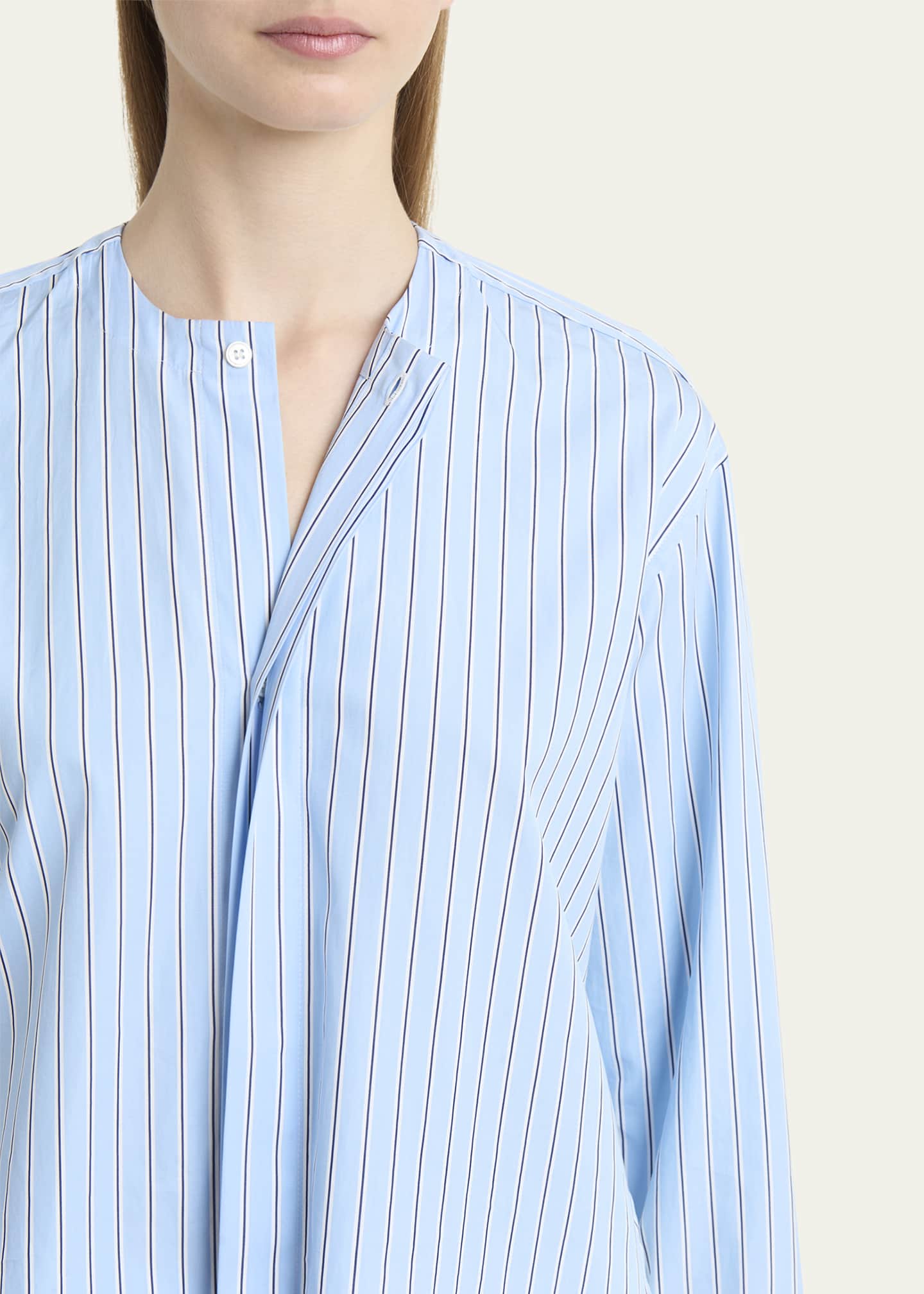 Plan C Stripe Scarf-Neck Button Down Blouse Image 5 of 5