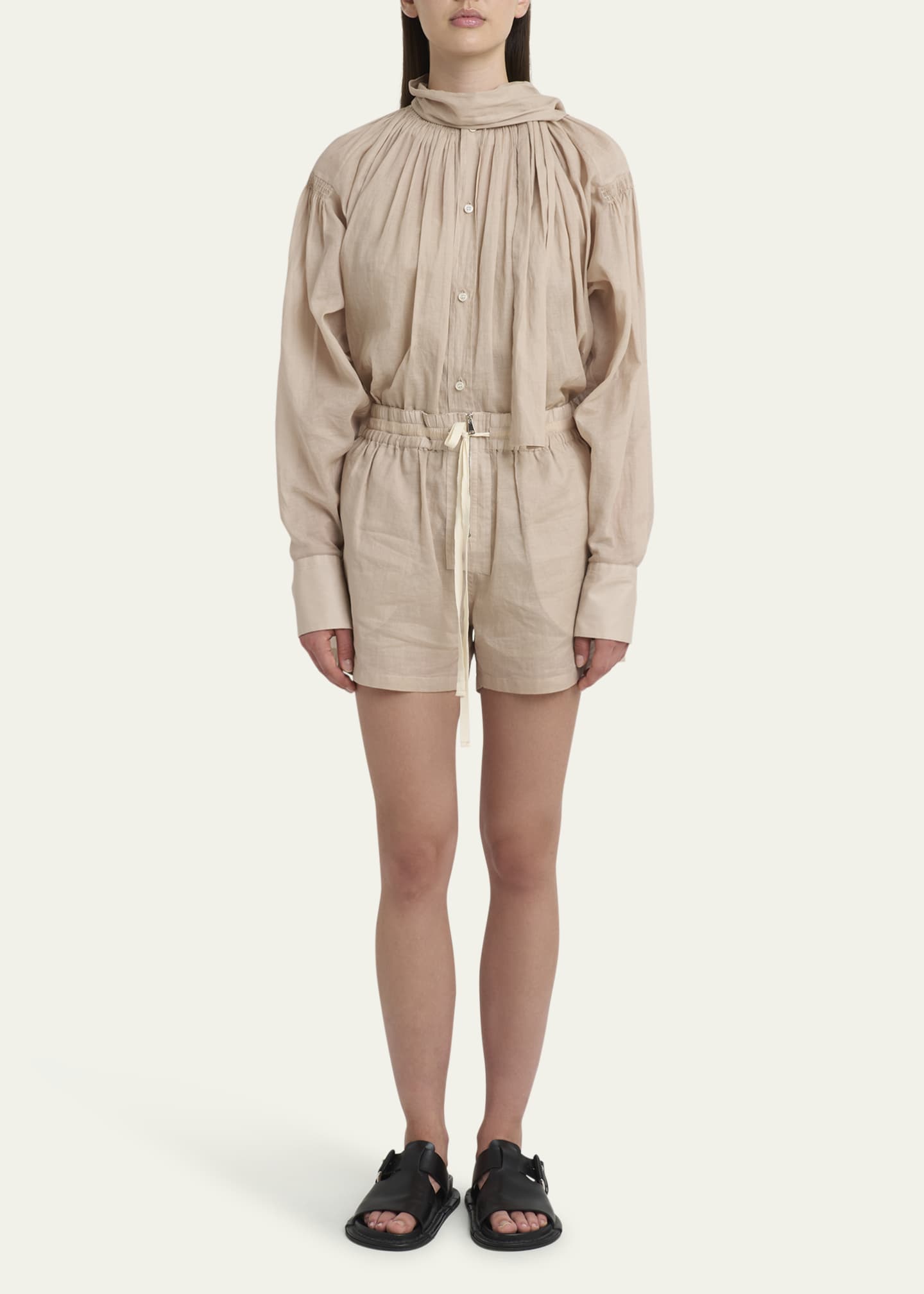 Plan C Pleated Scarf-Neck Blouse Image 2 of 5