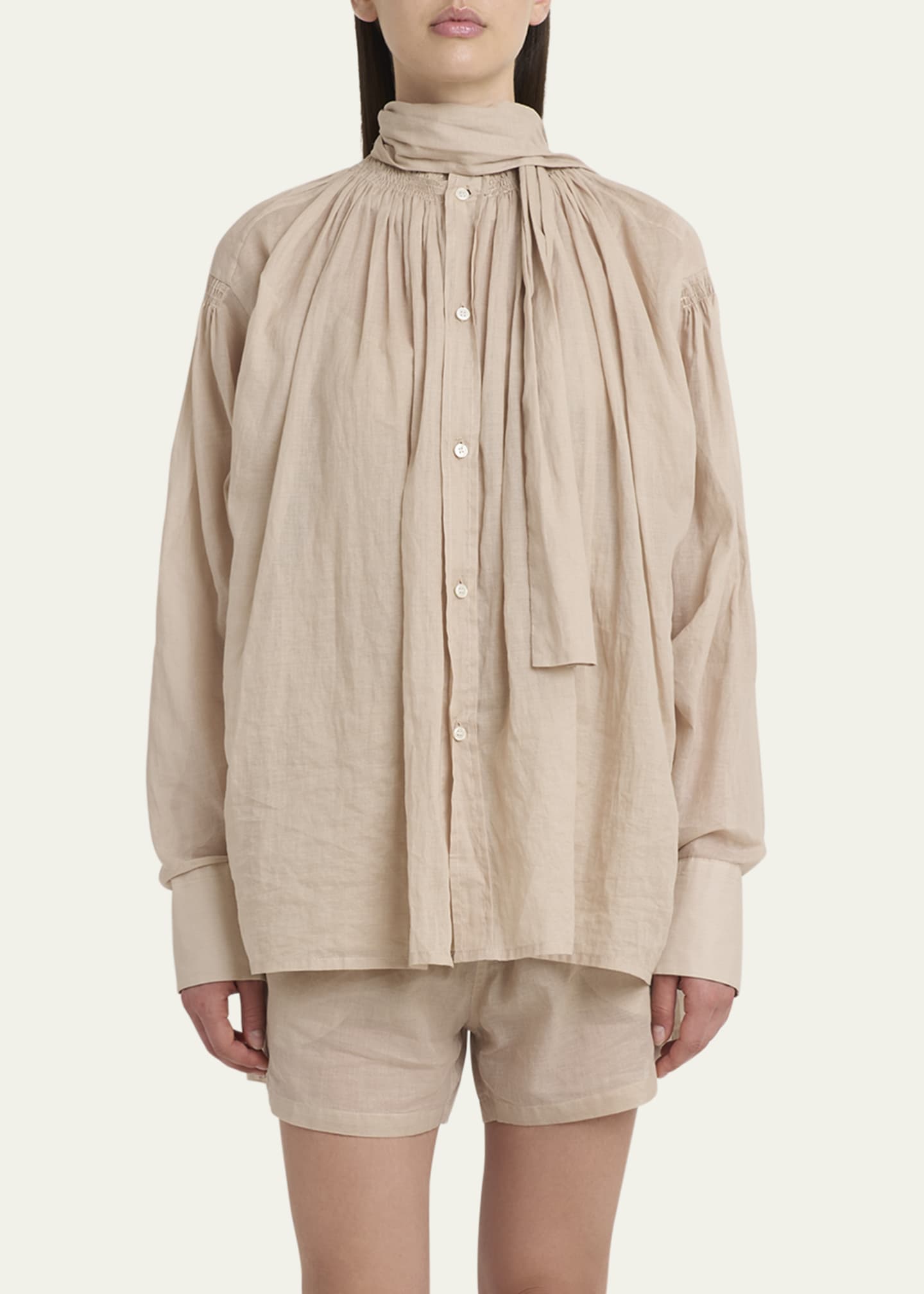 Plan C Pleated Scarf-Neck Blouse Image 4 of 5