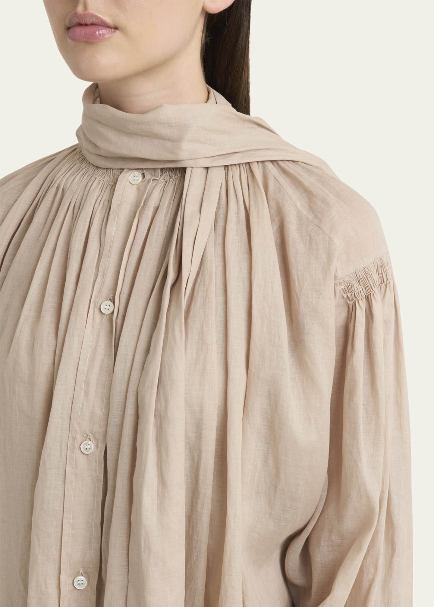Plan C Pleated Scarf-Neck Blouse Image 5 of 5