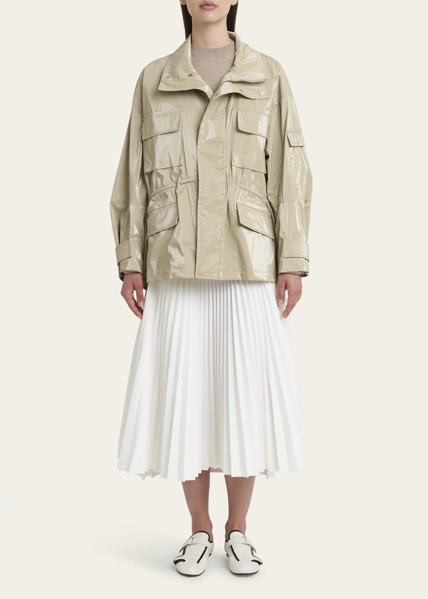 Plan C High-Neck Drawstring Cotton Jacket Image 2 of 5