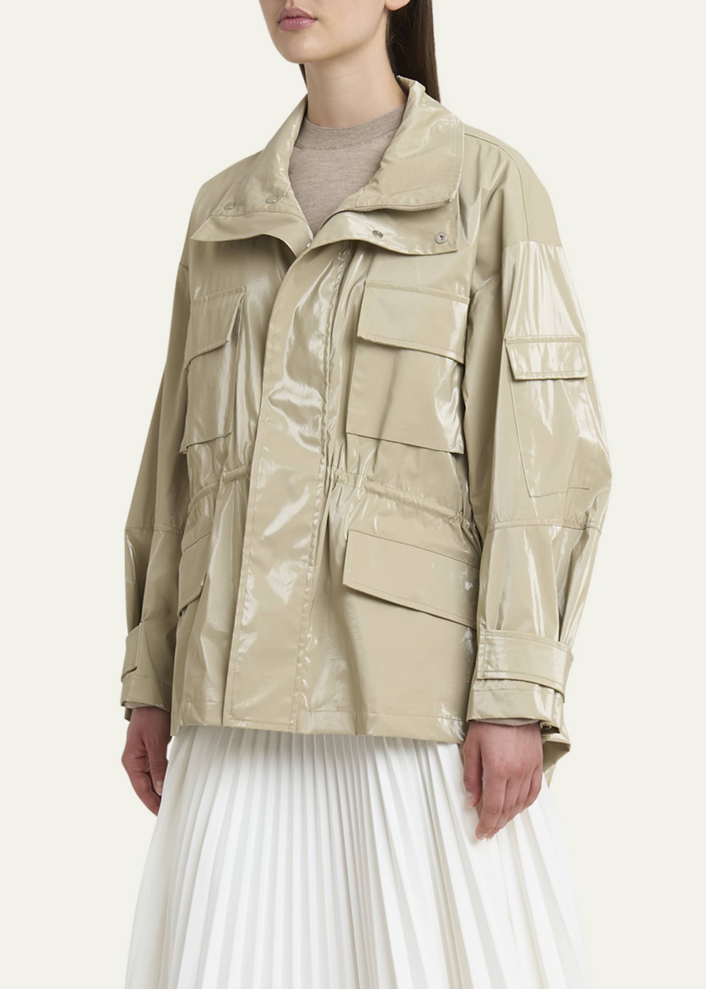 Plan C High-Neck Drawstring Cotton Jacket Image 4 of 5