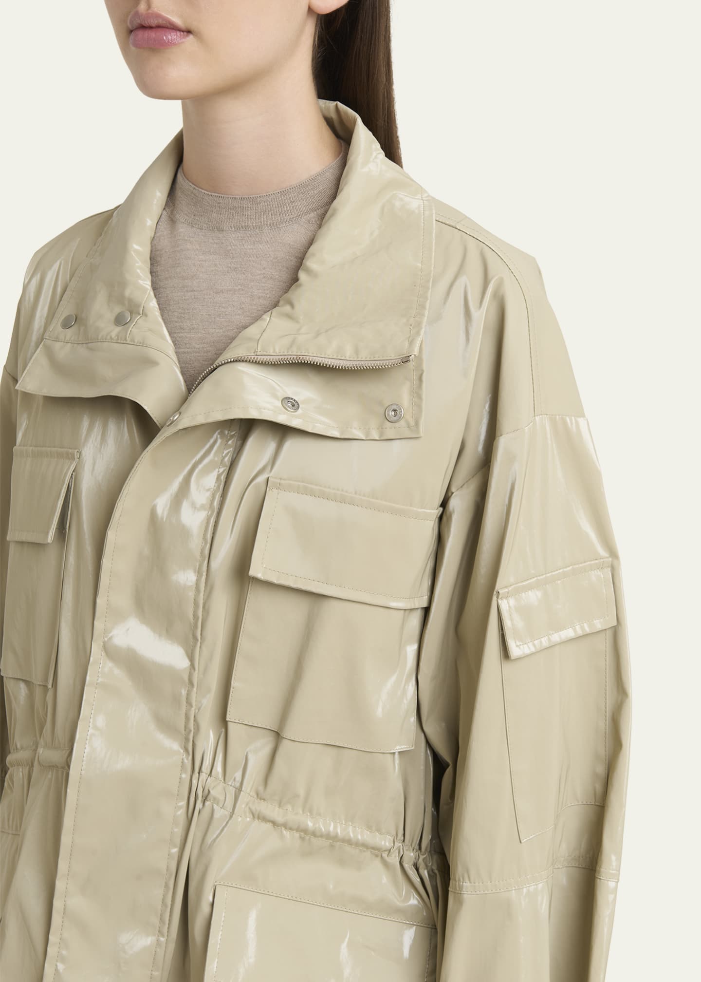 Plan C High-Neck Drawstring Cotton Jacket Image 5 of 5